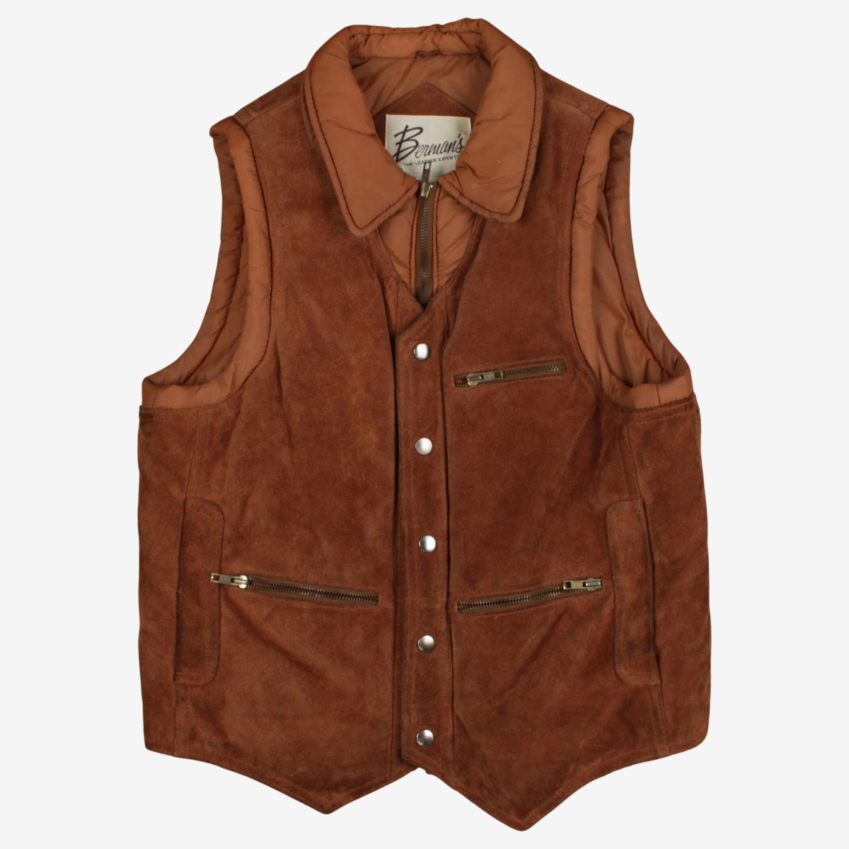 Vintage Bermans Suede Vest Jacket Mens S 70s