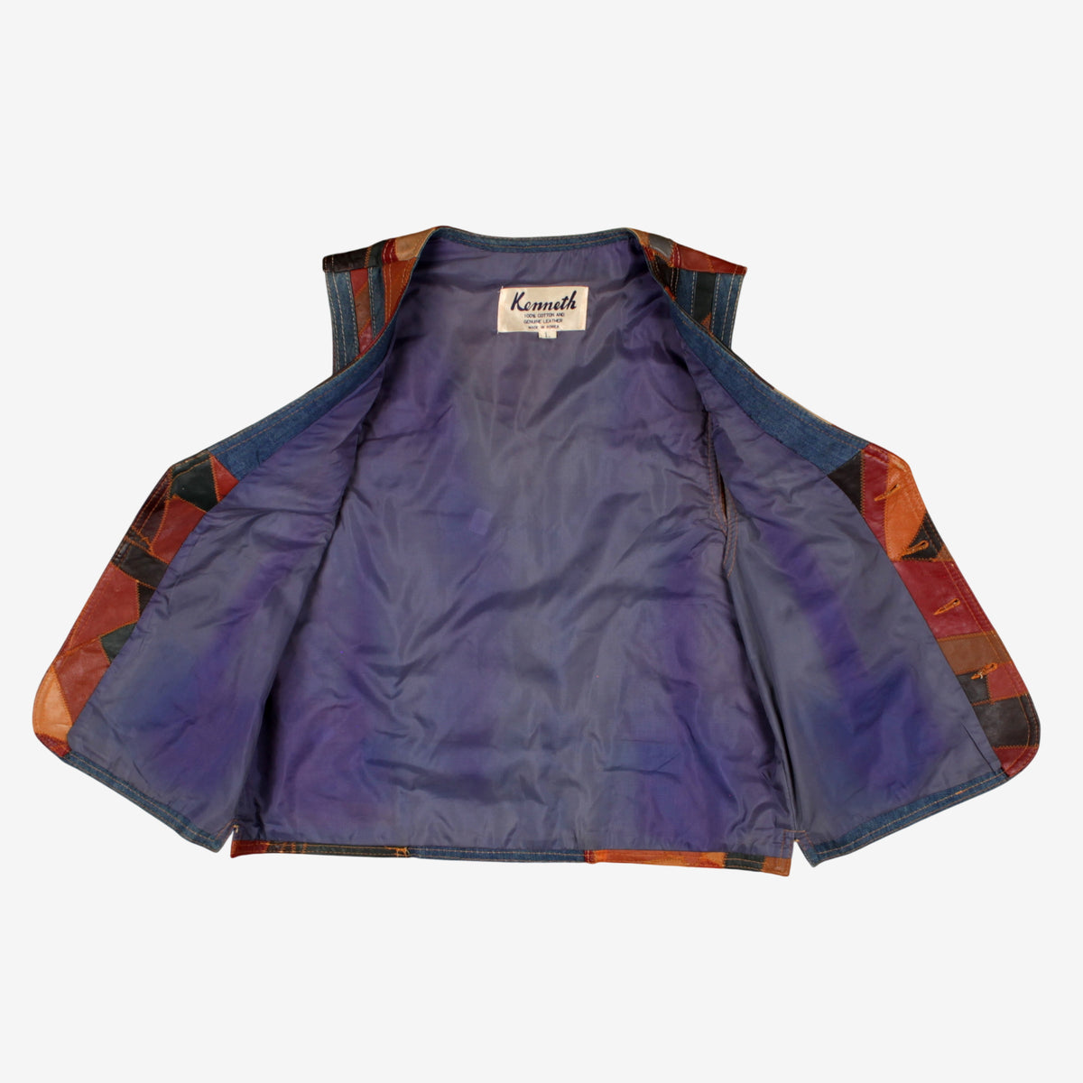 Kenneth Patchwork Leather Vest L Womens