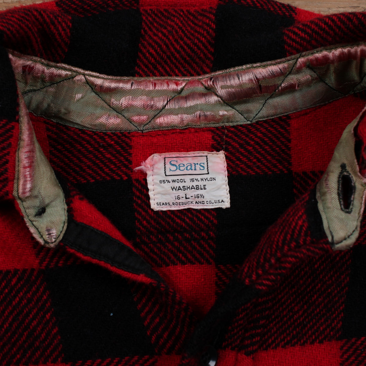 Vintage Sears Buffalo Flannel Shirt L Mens 80s