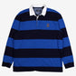Chaps Rugby Shirt XL Mens 00s Blue Striped Embroidered Logo Long Sleeve Preppy