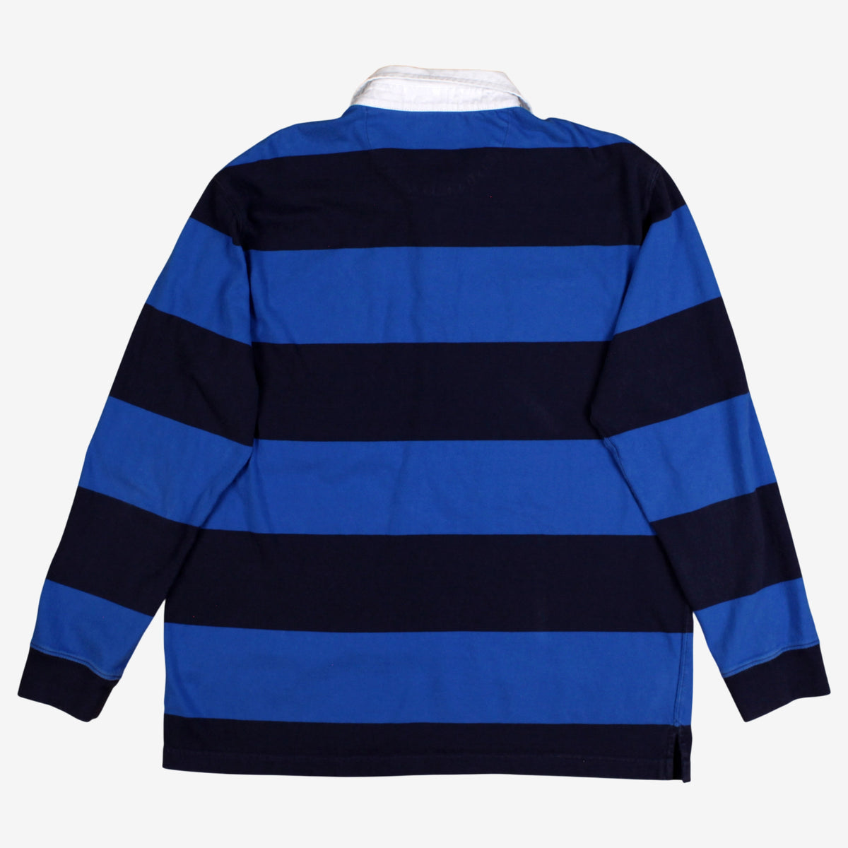 Chaps Rugby Shirt XL Mens 00s Blue Striped Embroidered Logo Long Sleeve Preppy