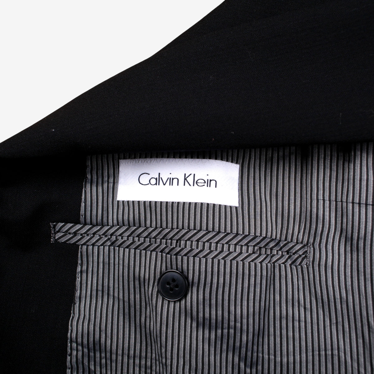 Calvin Klein Blazer Jacket 42L Mens Black Wool Blend Lined Smart Business Suit