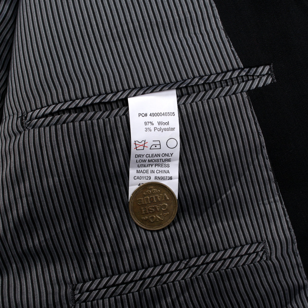 Calvin Klein Blazer Jacket 42L Mens Black Wool Blend Lined Smart Business Suit