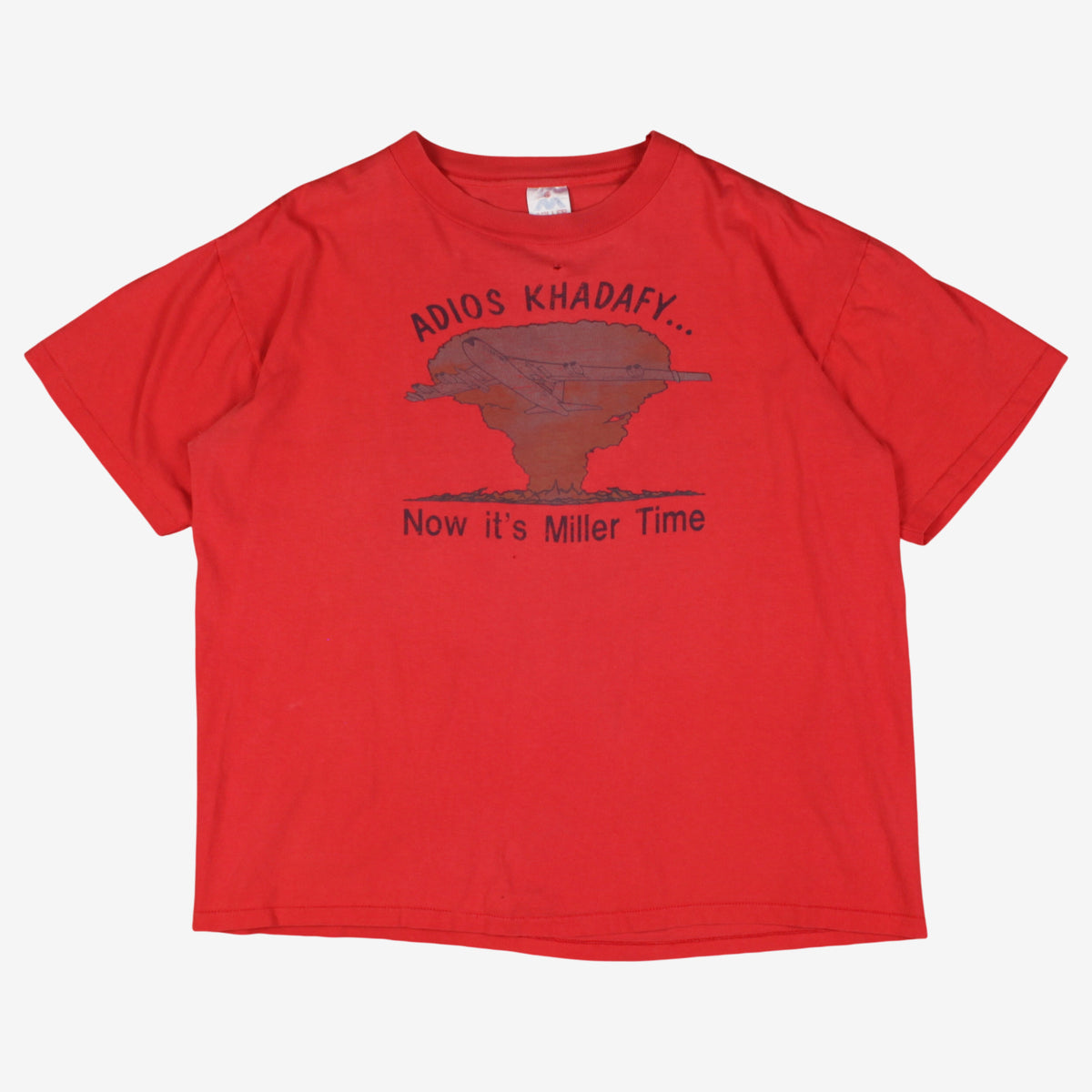 Vintage Miller Graphic T-shirt L Mens 90s Red USA Made Single Stitch Army