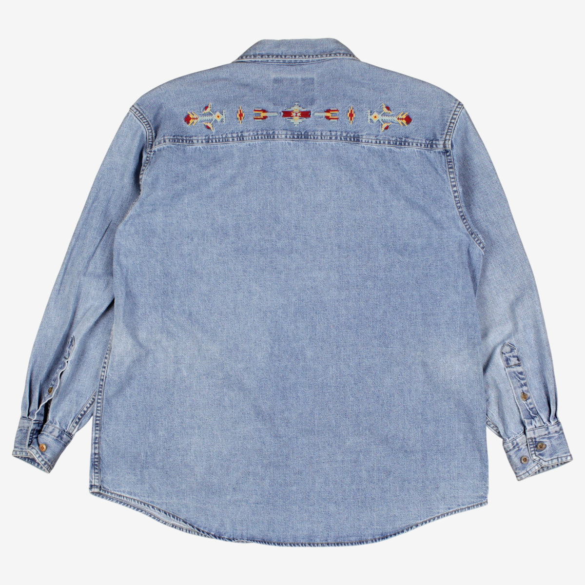 Vintage Woolrich Embroidered Denim Western Shirt L Womens