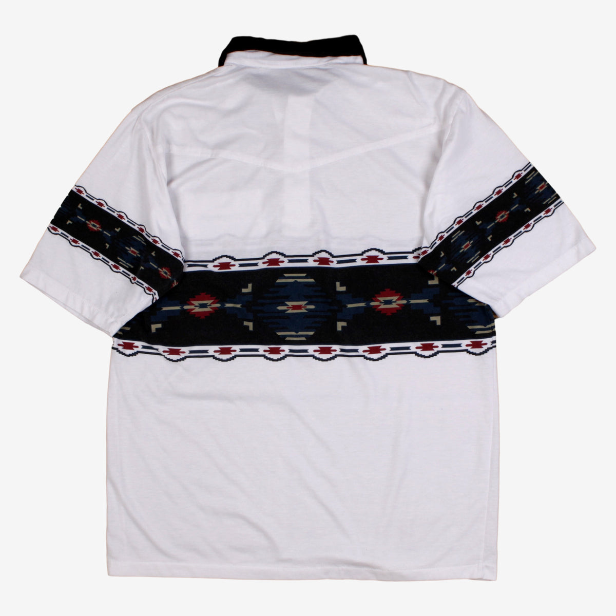 Vintage Prairie Fire Polo Shirt L Mens 90s White Southwestern Pattern Pocket Tee
