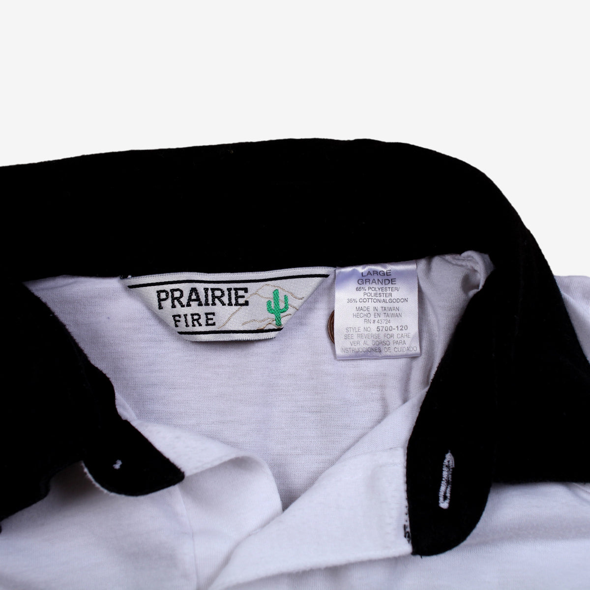Vintage Prairie Fire Polo Shirt L Mens 90s White Southwestern Pattern Pocket Tee