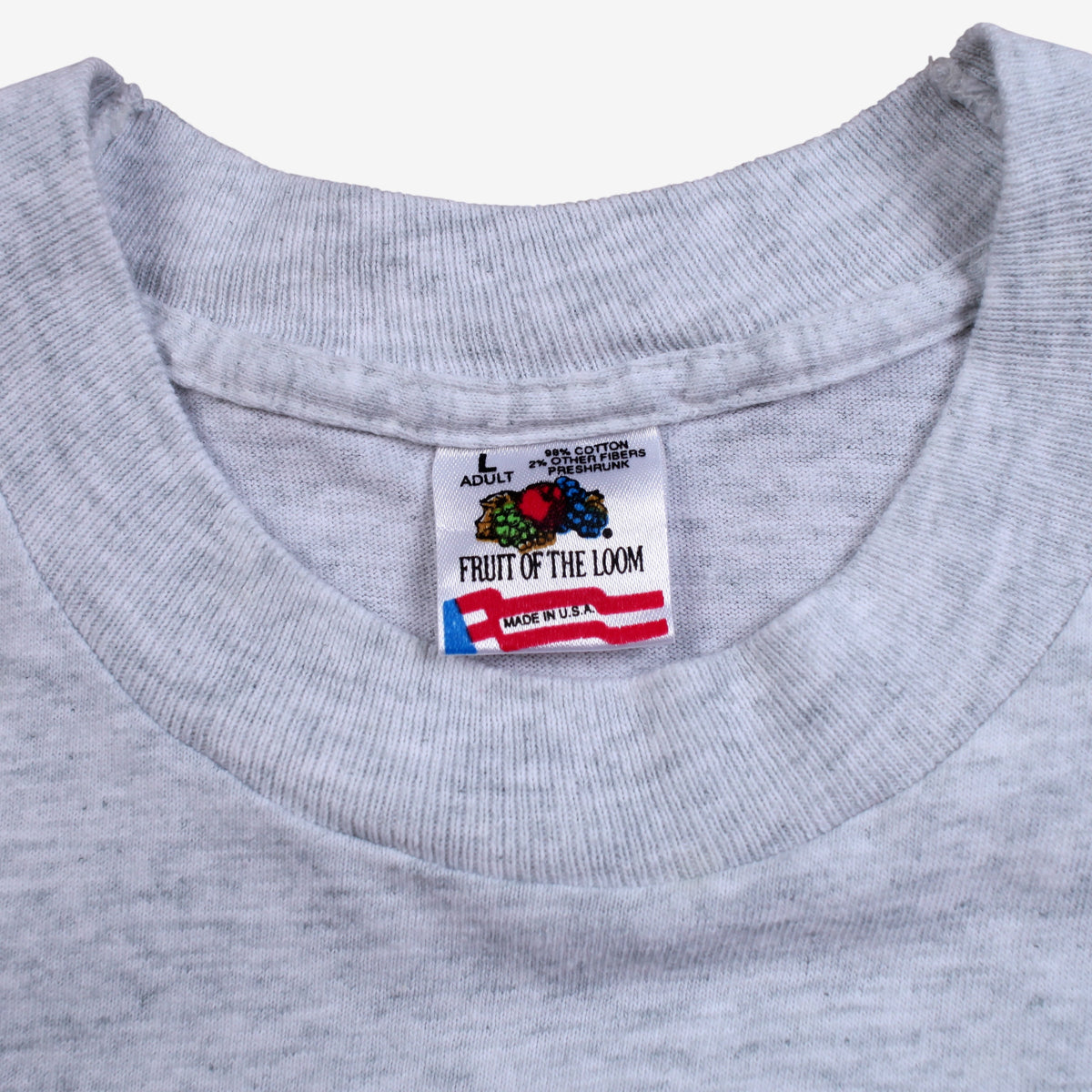 Vintage Fruit Of The Loom T-shirt L Mens 90s Fraternity Grey Single Stitch
