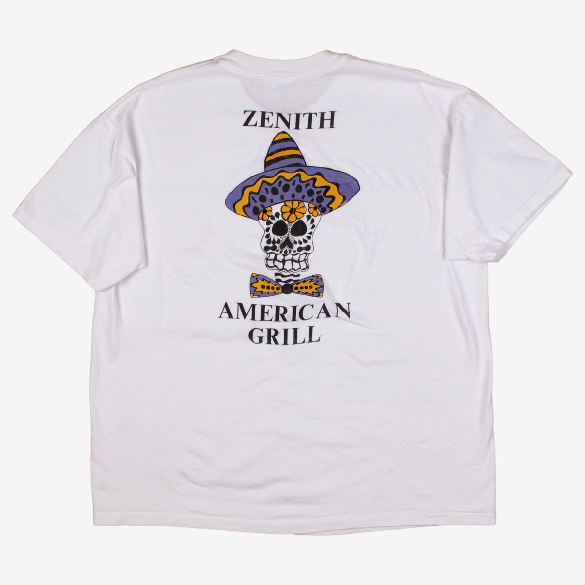 Vintage Hanes T-shirt L Mens 90s White Sugar Skull Graphic USA Single Stitch
