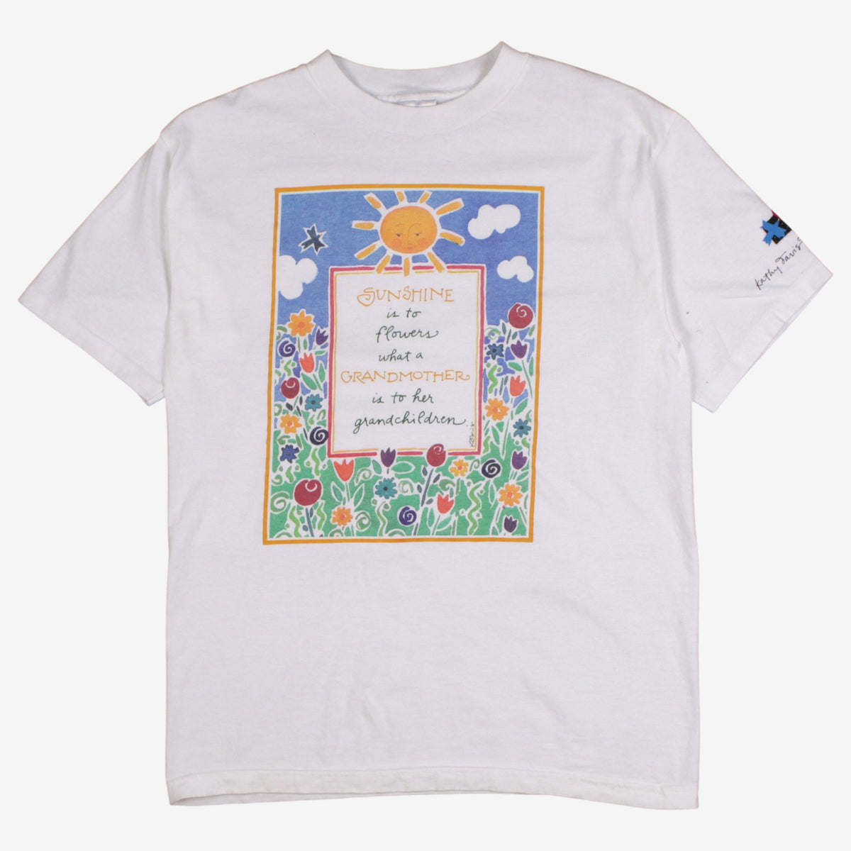 Vintage Murina T-shirt M Womens 00s White Grandmother Sunshine Graphic USA Made