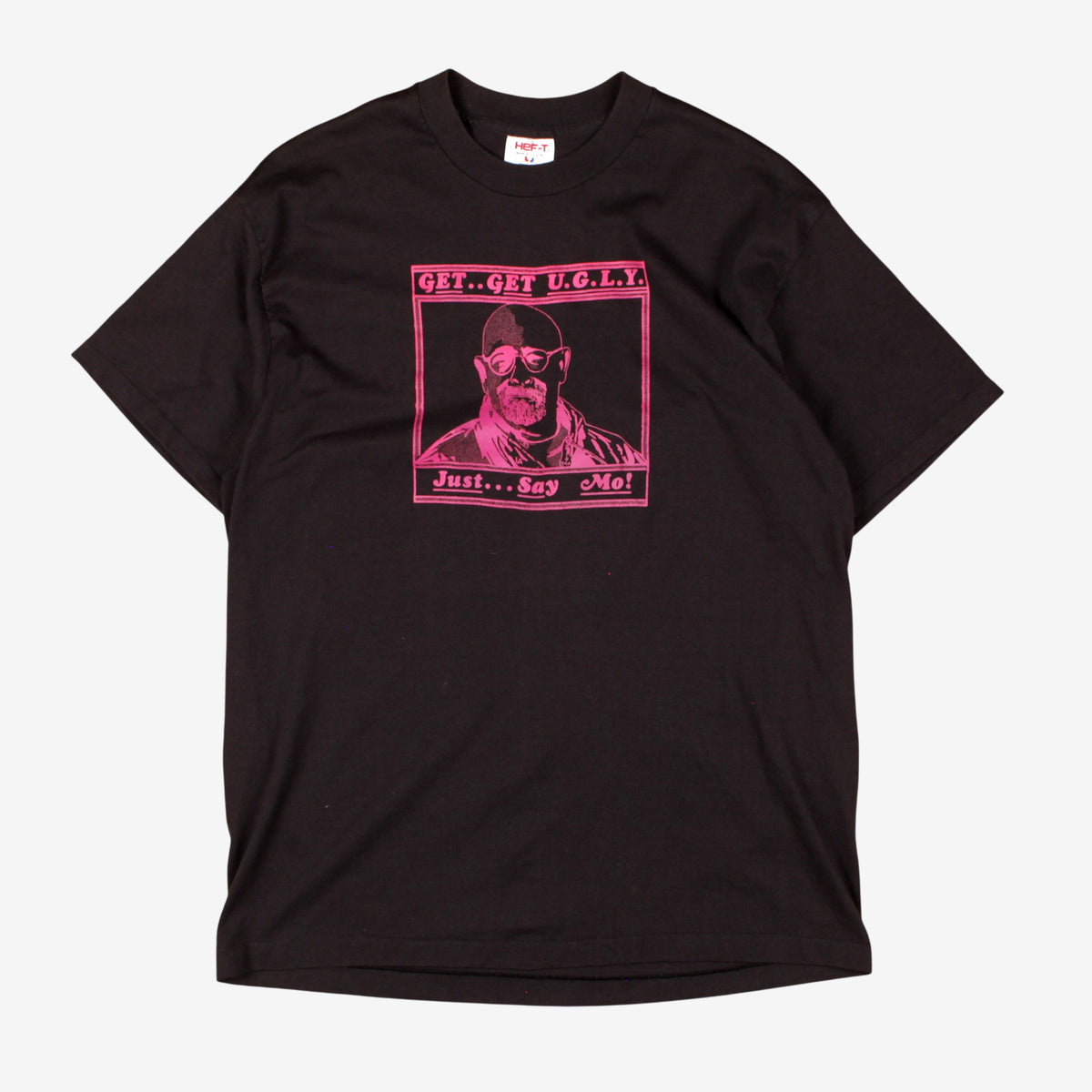 Vintage Hef T T-shirt L Mens 90s Get Ugly Say Mo Y2k Black Single Stitch