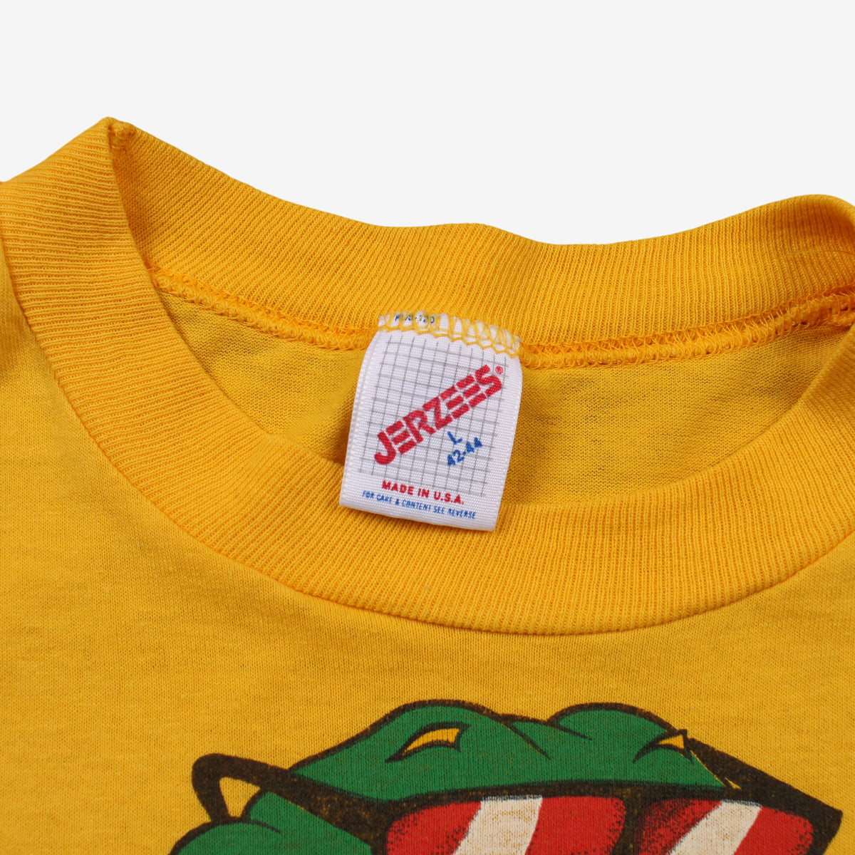 Vintage Jerzees T-shirt L Mens 90s Yellow Alligator Graphic USA Single Stitch