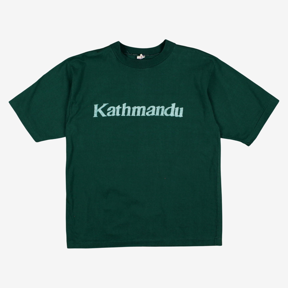 Vintage Nutex T-shirt M Mens 00s Green Kathmandu Spellout Travel Single Stitch