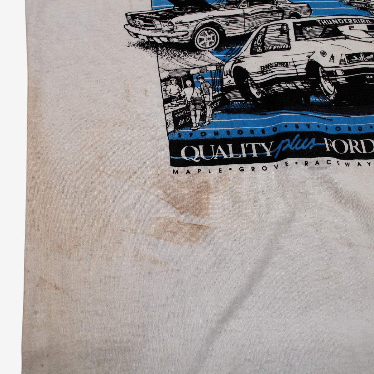 Vintage Bantam Ringer Thrashed T-shirt M Mens 80s White Ford Single Stitch