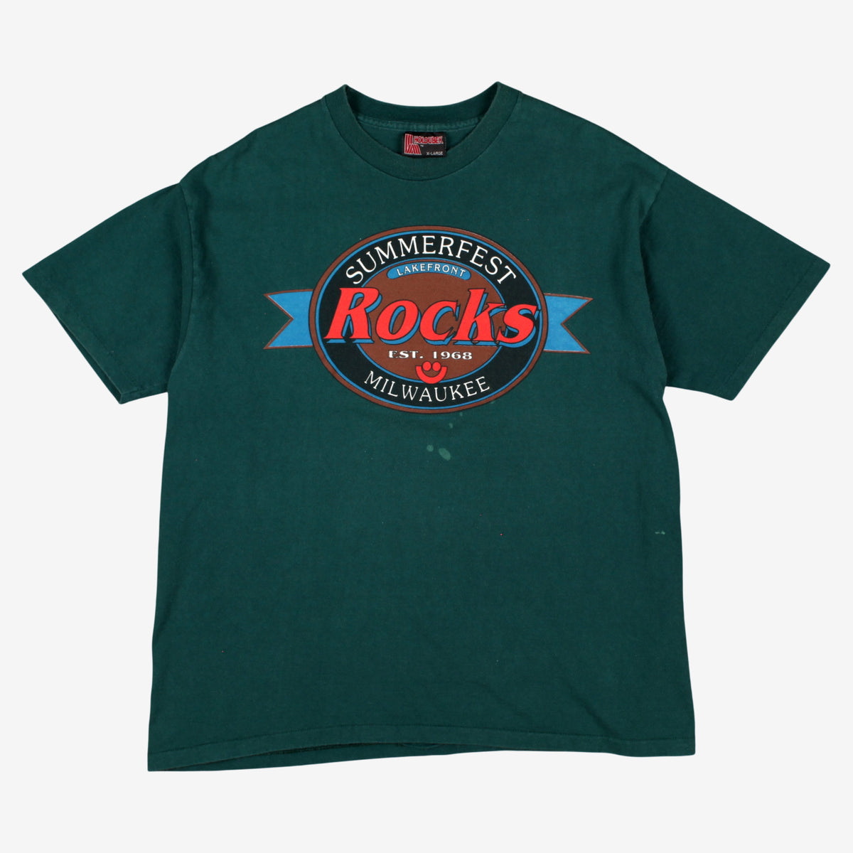 Vintage Holoubek T-shirt L Mens 90s Summerfest Rocks Green Single Stitch