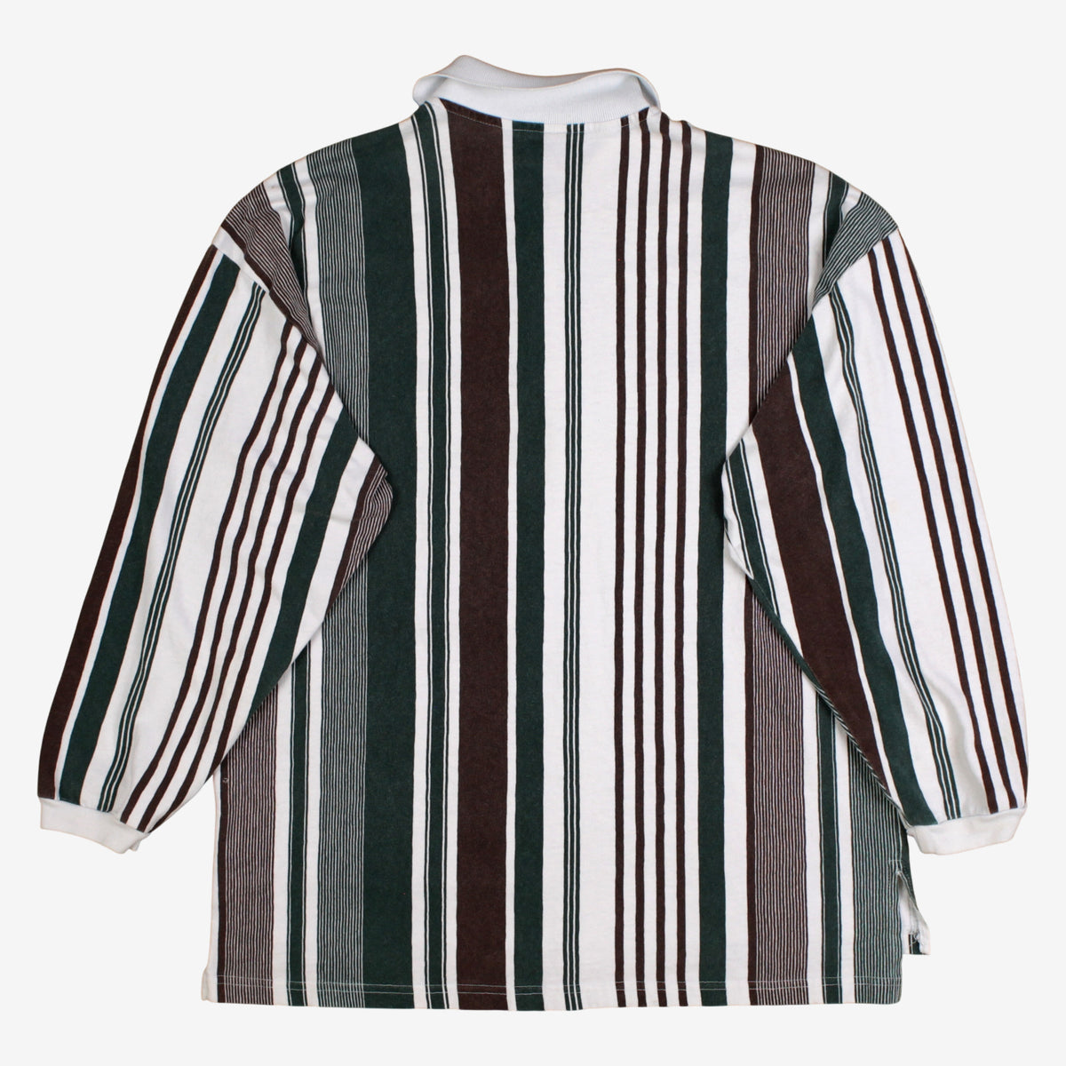 Vintage Joe Wear Polo Shirt M Mens 90s White Striped Long Sleeve USA Made