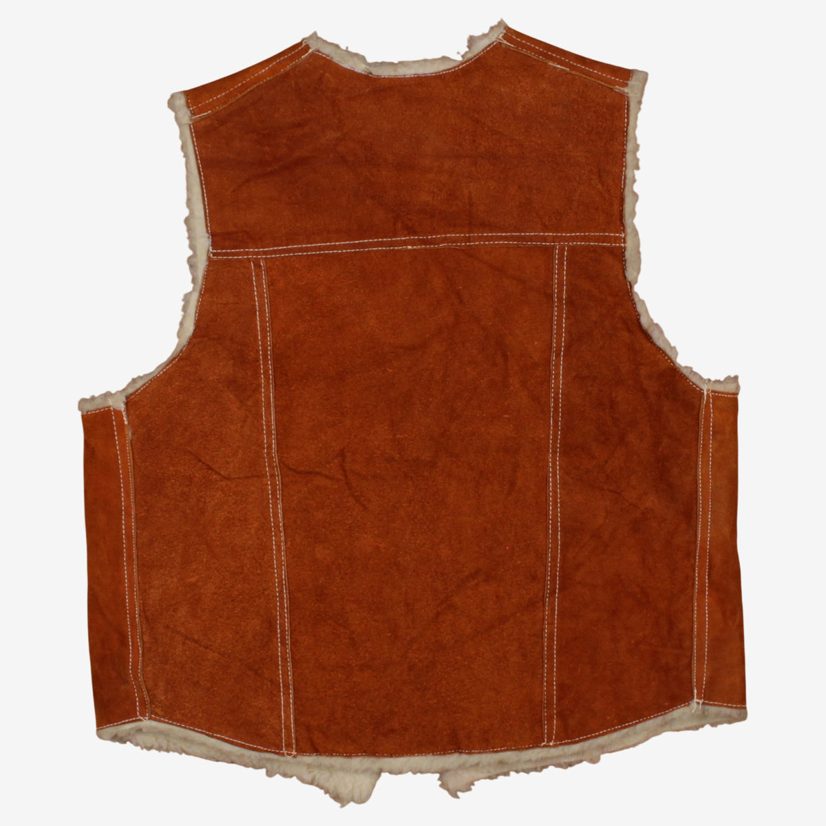 Vintage Genuine Leather Shearling Vest M Mens 70s