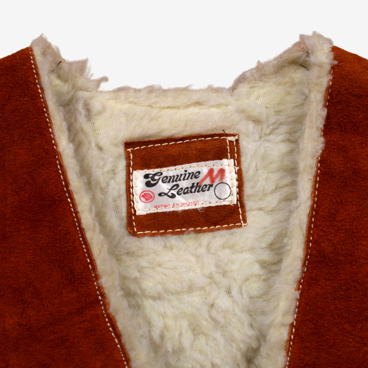 Vintage Genuine Leather Shearling Vest M Mens 70s