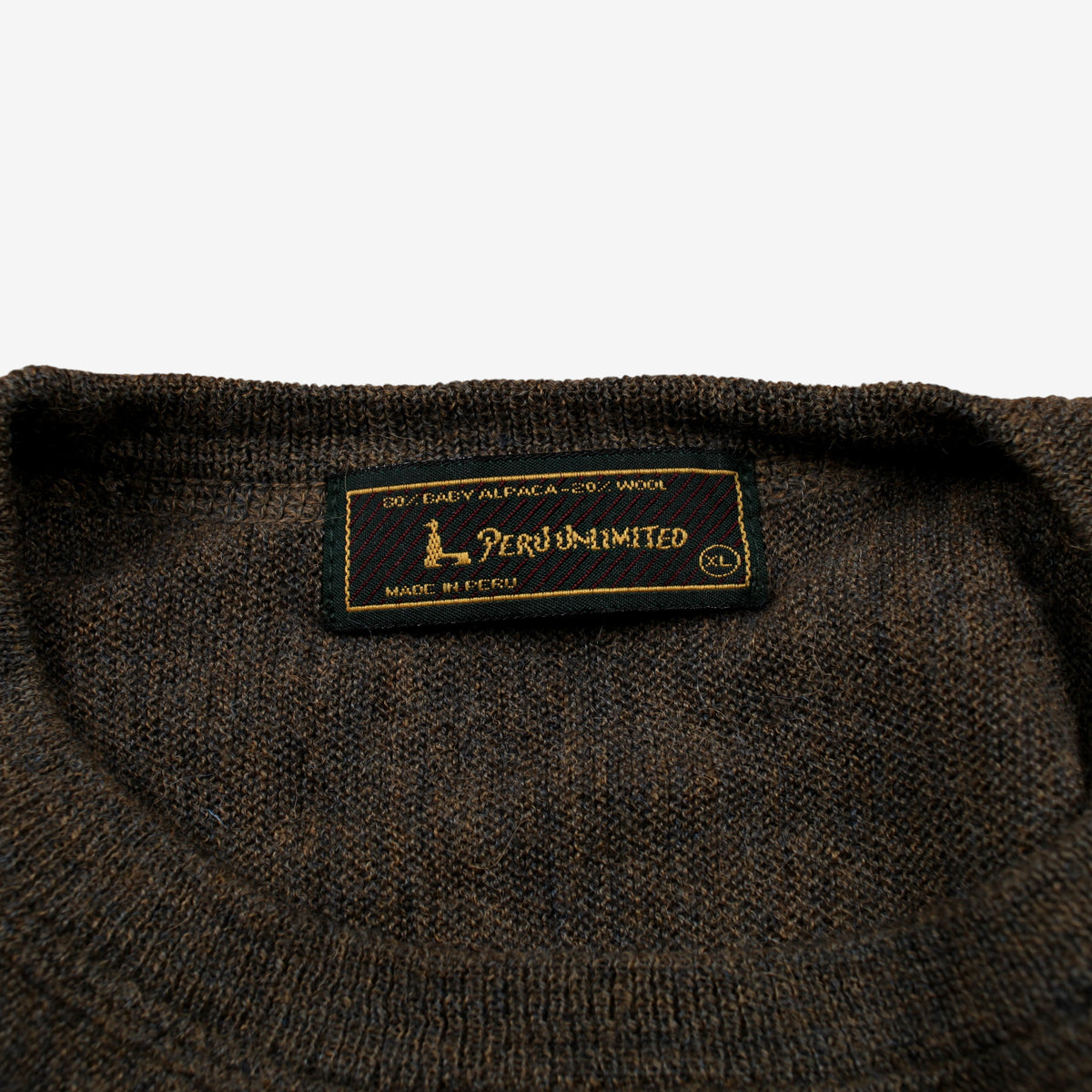 Peru Unlimited Sweater Jumper Mens Alpaca Wool Made In Peru Luxury Brown Knit