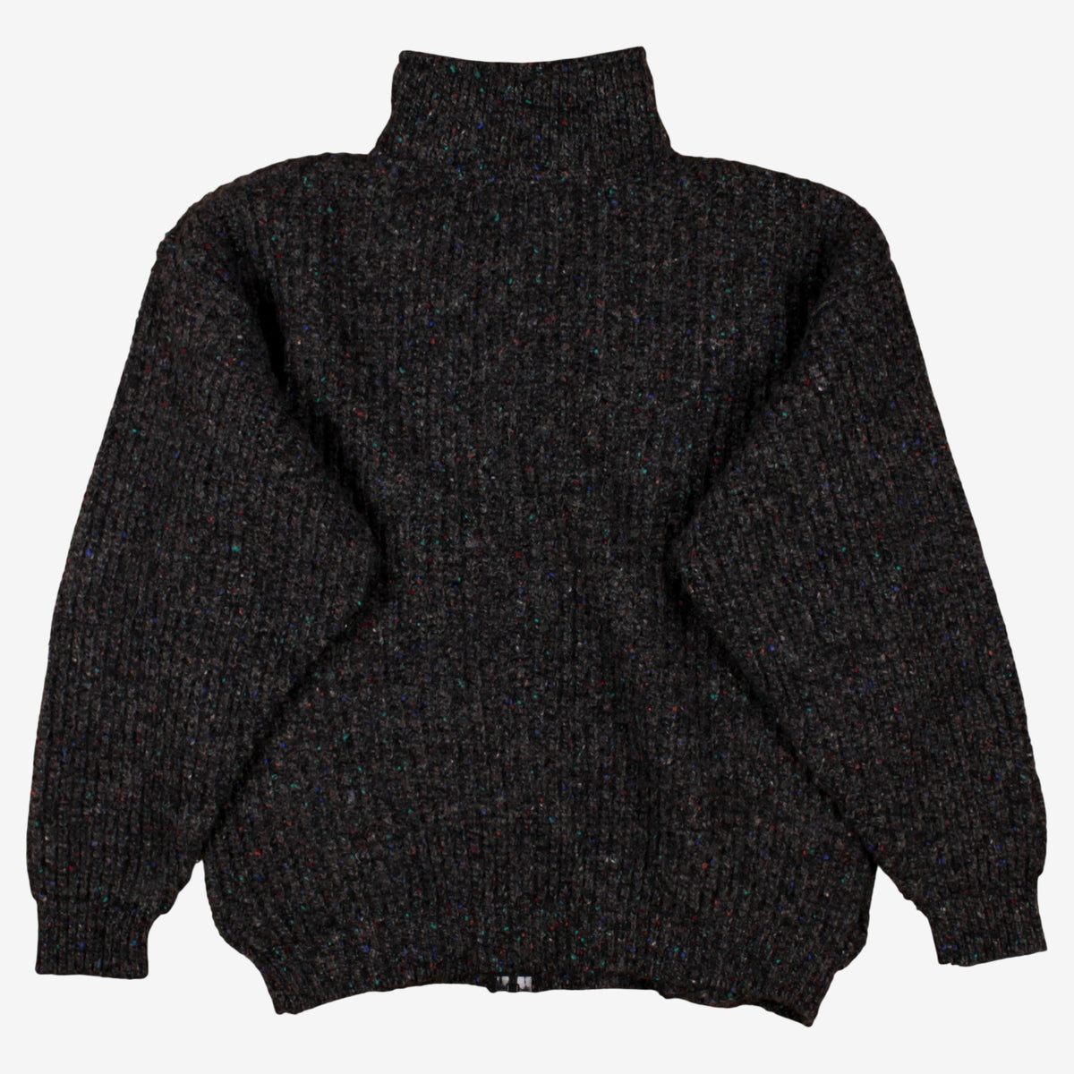 Vintage Alps Wool Full Zip Cardigan Mens High Neck Flecked Speckled Grey Knit