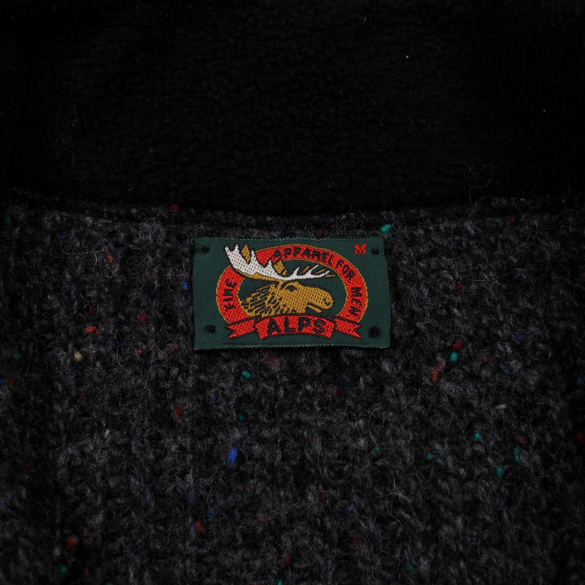 Vintage Alps Wool Full Zip Cardigan Mens High Neck Flecked Speckled Grey Knit