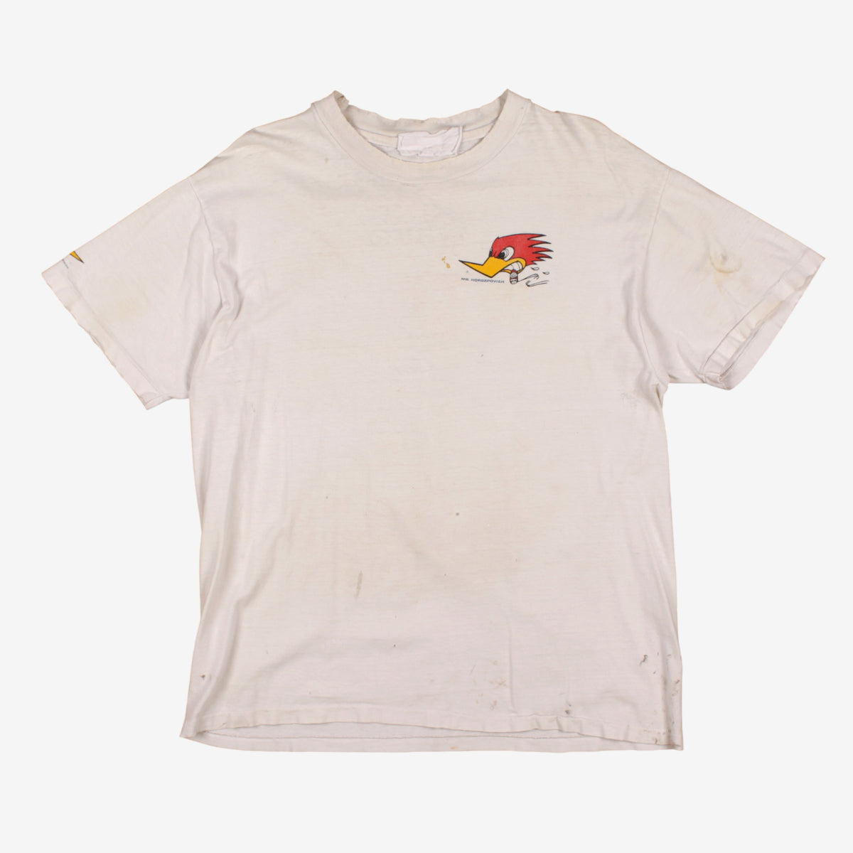 Vintage Single Stitch T-shirt M Mens 90s Thrashed White Clay Smith Cams Hot Rod