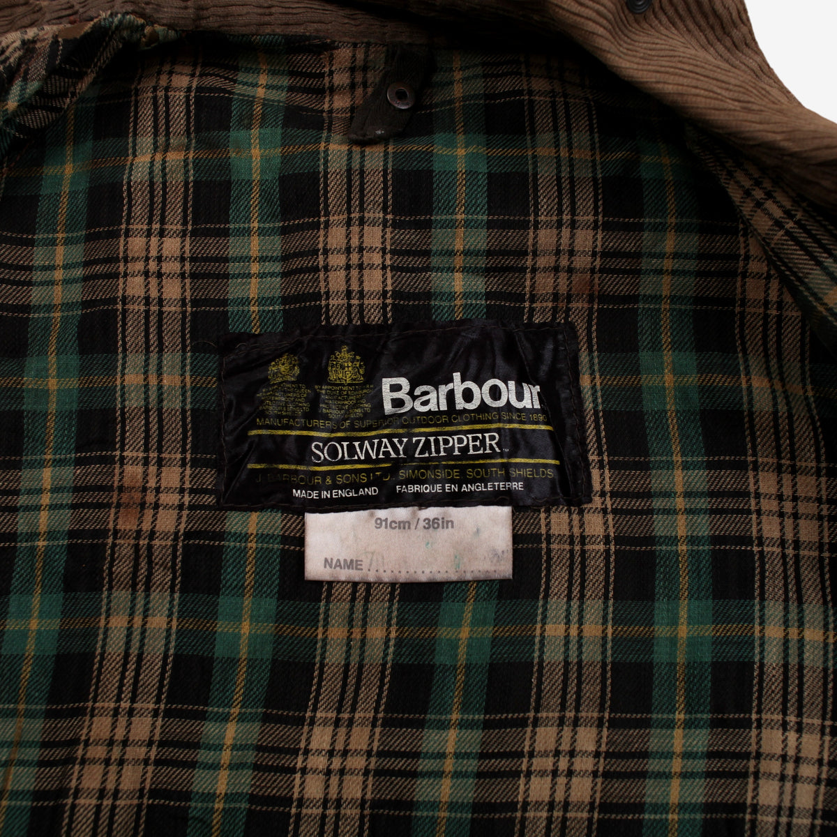 Vintage Barbour Solway Zipper Wax Jacket S Mens 80s
