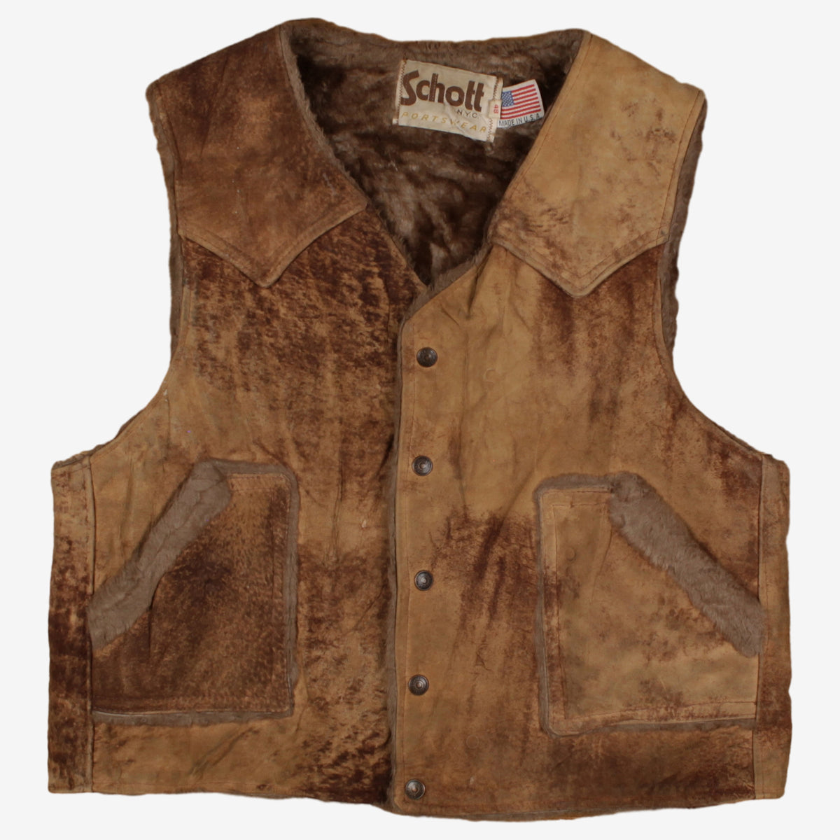 Vintage Schott Shearling Vest XL Mens 70s