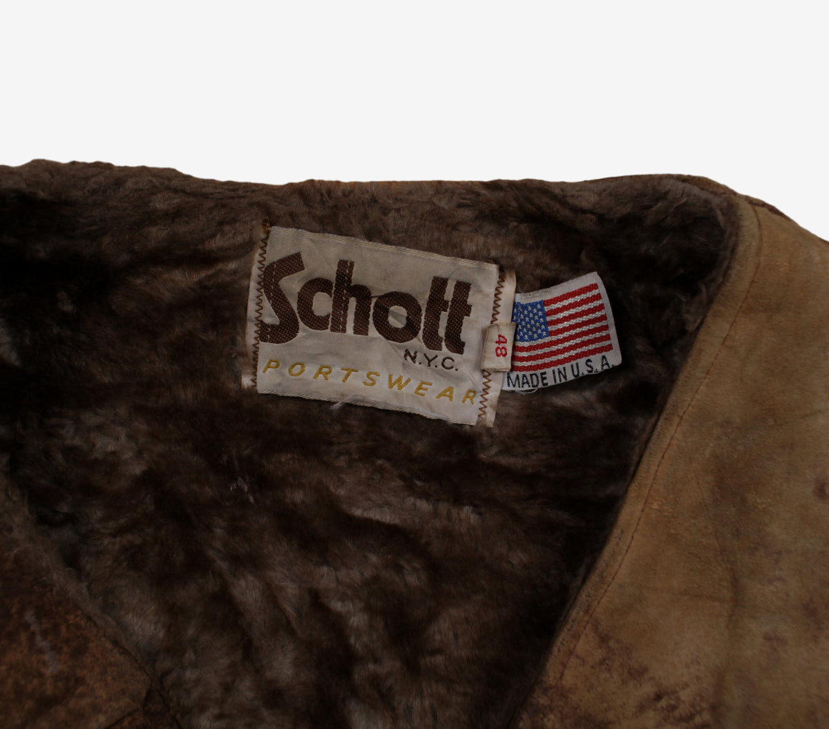Vintage Schott Shearling Vest XL Mens 70s