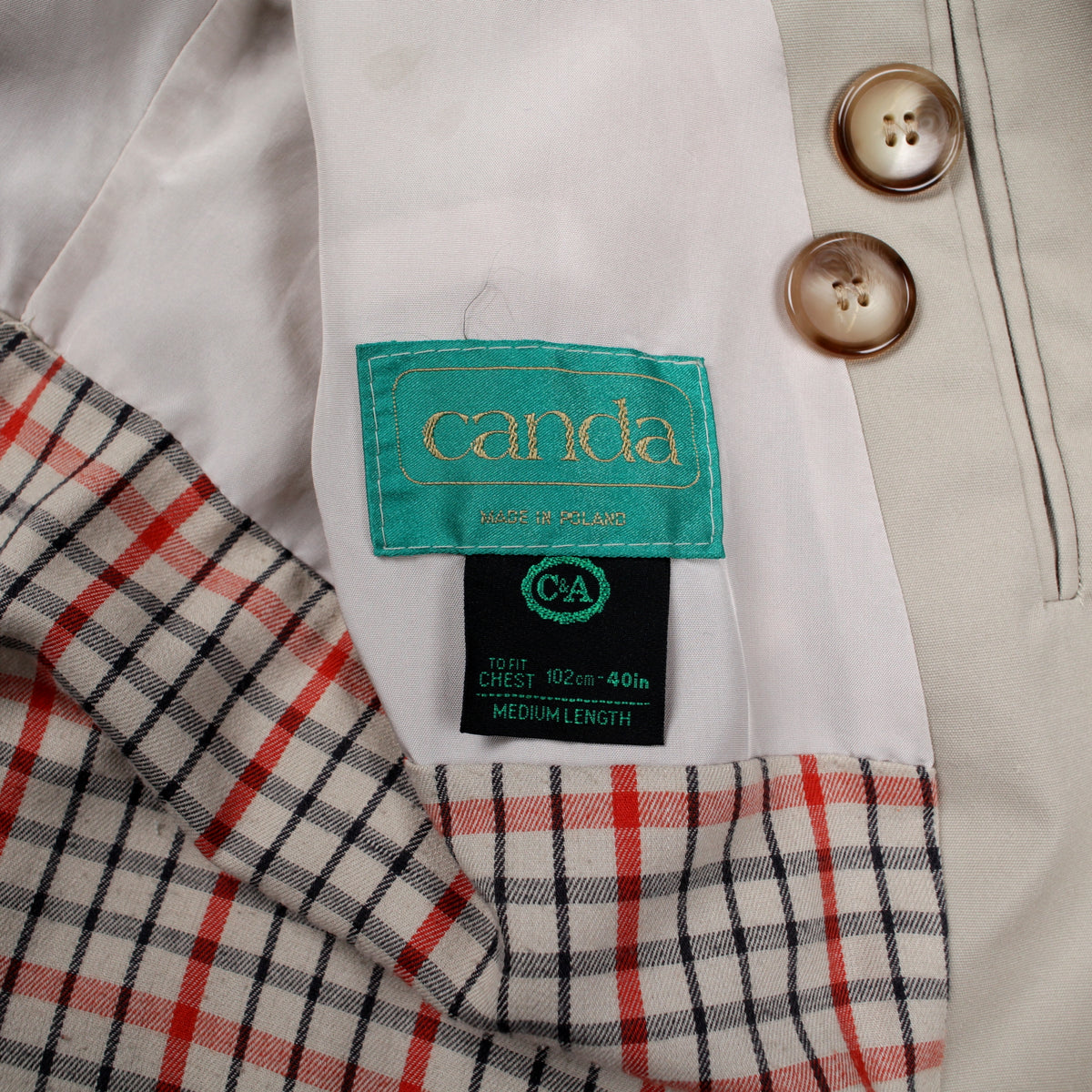 Vintage Canda Double Breasted Mac Jacket M Mens 80s