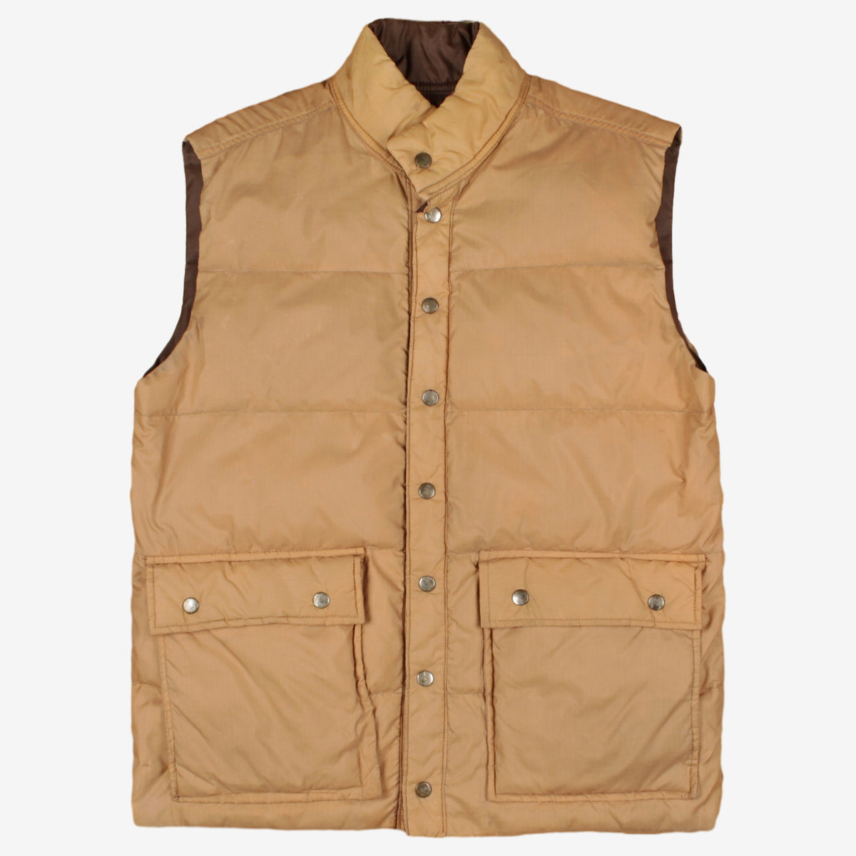 Vintage Tan Puffer Vest L Mens