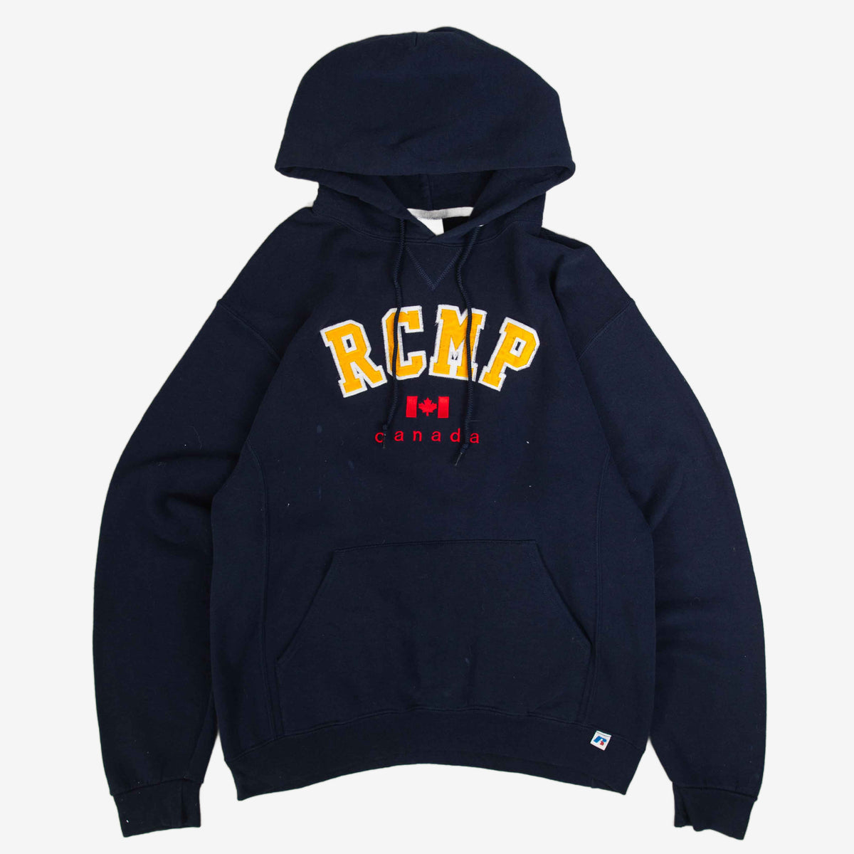 MEN'S VINTAGE RUSSELL ATHLETIC ROYAL CANADIAN MOUNTED POLICE HOODED SWEATSHIRT - MEDIUM