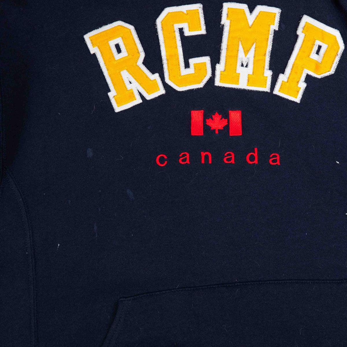 MEN'S VINTAGE RUSSELL ATHLETIC ROYAL CANADIAN MOUNTED POLICE HOODED SWEATSHIRT - MEDIUM