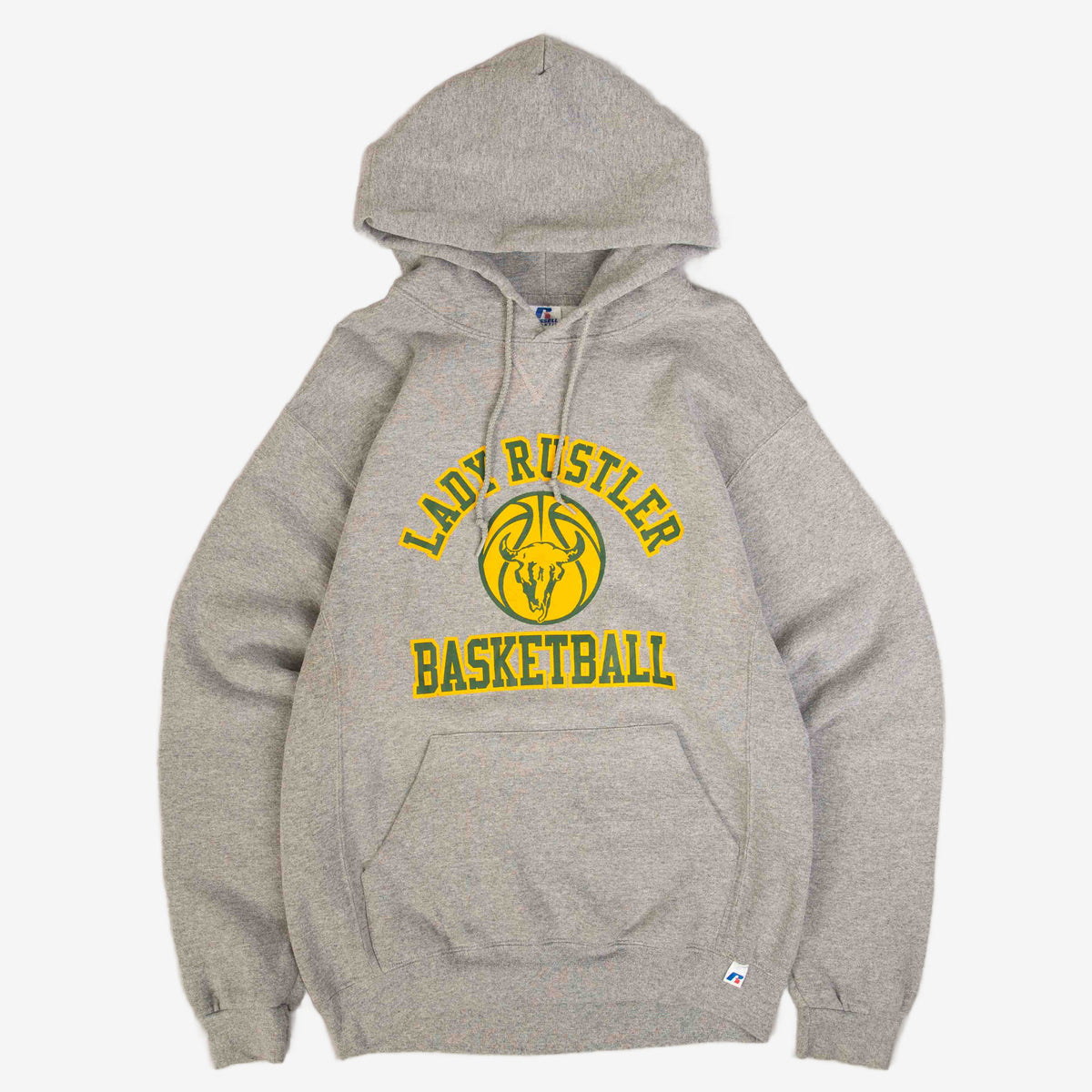 MEN'S VINTAGE RUSSELL ATHLETIC LADY RUSTLER BASKETBALL HOODED SWEATSHIRT - MEDIUM