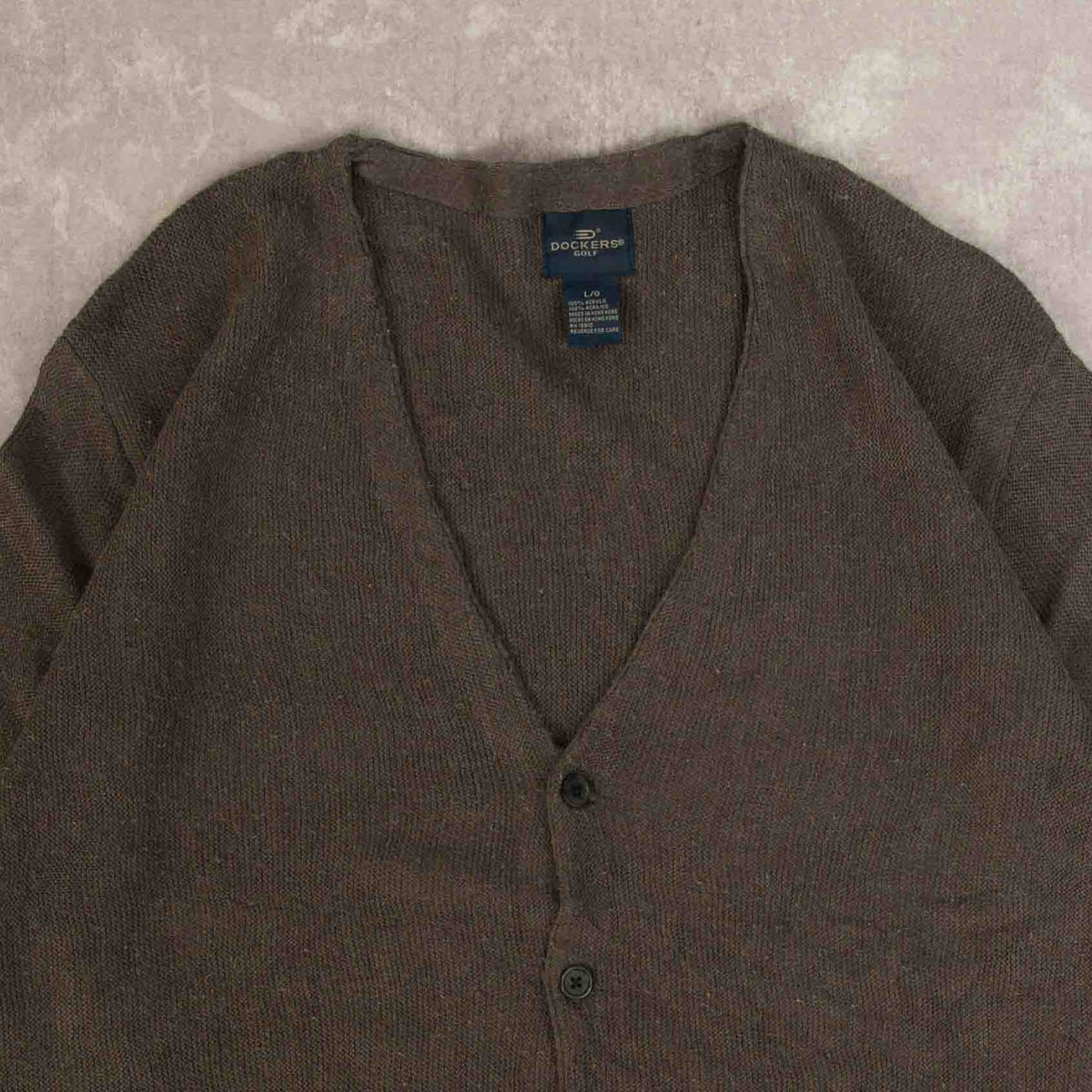 MEN'S VINTAGE 1990S DOCKERS KNITTED CARDIGAN - LARGE