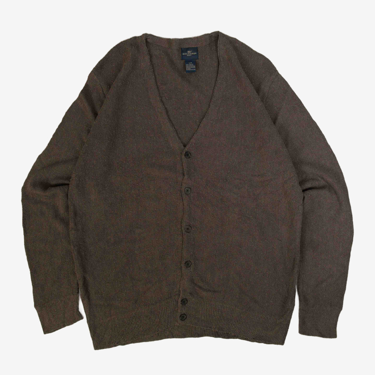 MEN'S VINTAGE 1990S DOCKERS KNITTED CARDIGAN - LARGE