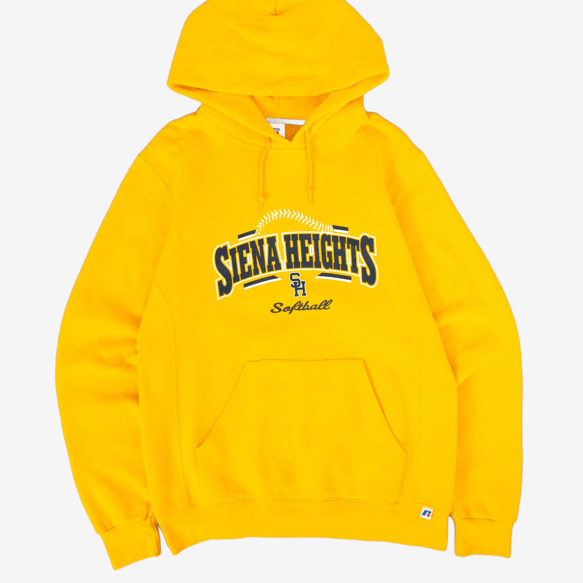 MEN'S VINTAGE RUSSELL ATHLETIC SIENA HEIGHTS SOFTBALL HOODED SWEATSHIRT - MEDIUM