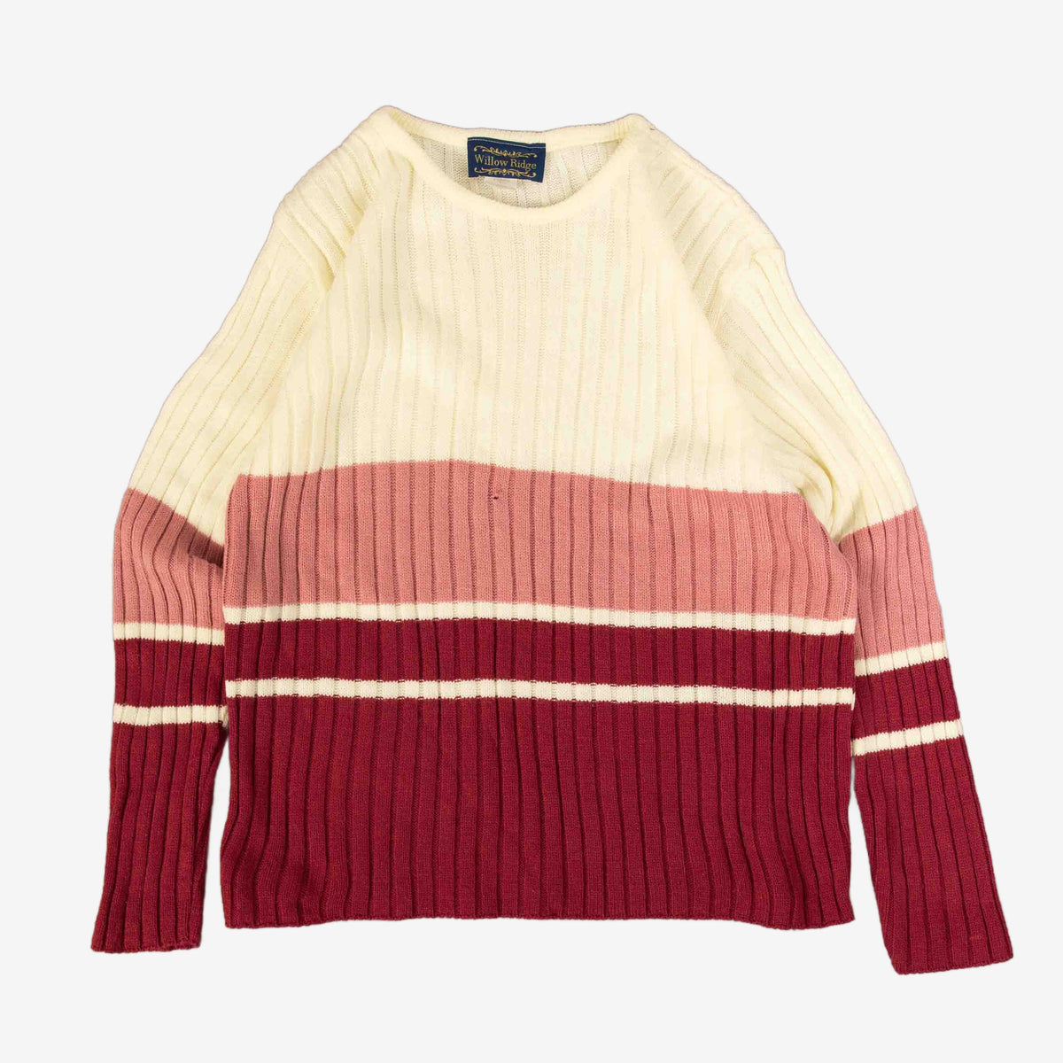 WOMEN'S VINTAGE 1990S STRUCTURED STRIPED KNITTED JUMPER - MEDIUM