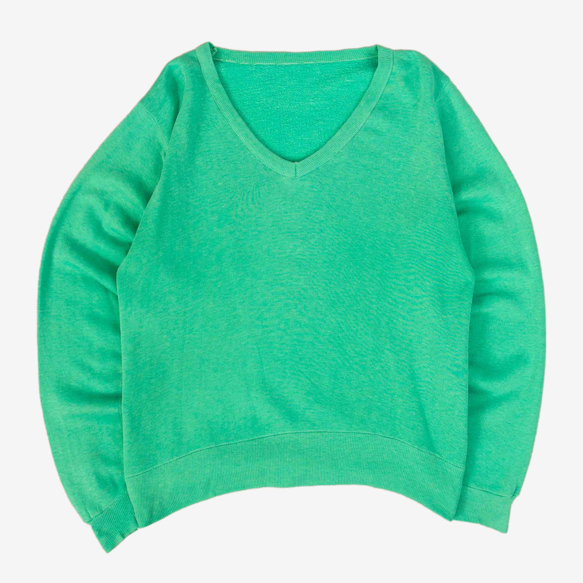 WOMEN'S VINTAGE 1970S BLANK V-NECK SWEATSHIRT - LARGE