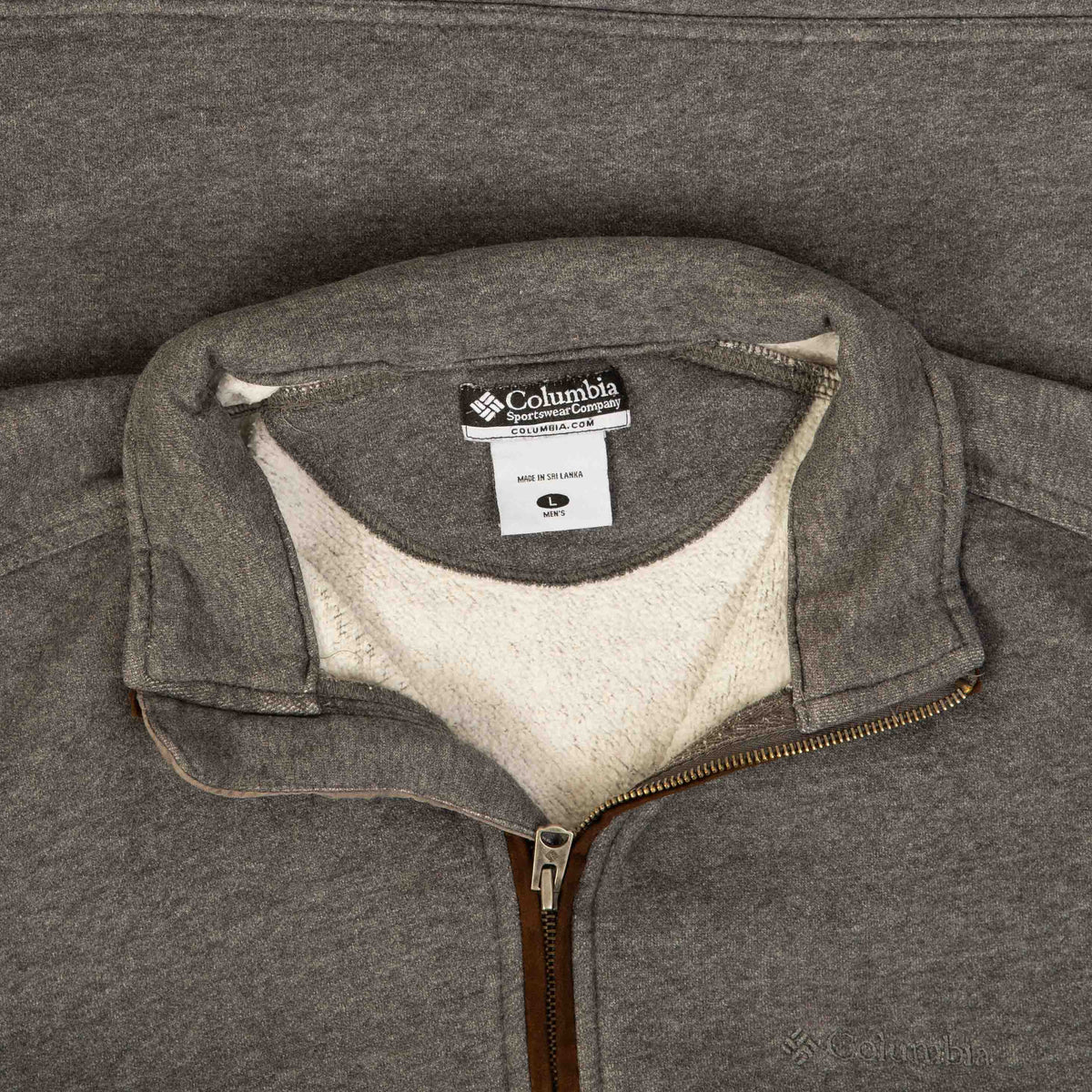 MEN'S VINTAGE COLUMBIA EMBROIDERED QUARTER ZIP SWEATSHIRT - LARGE