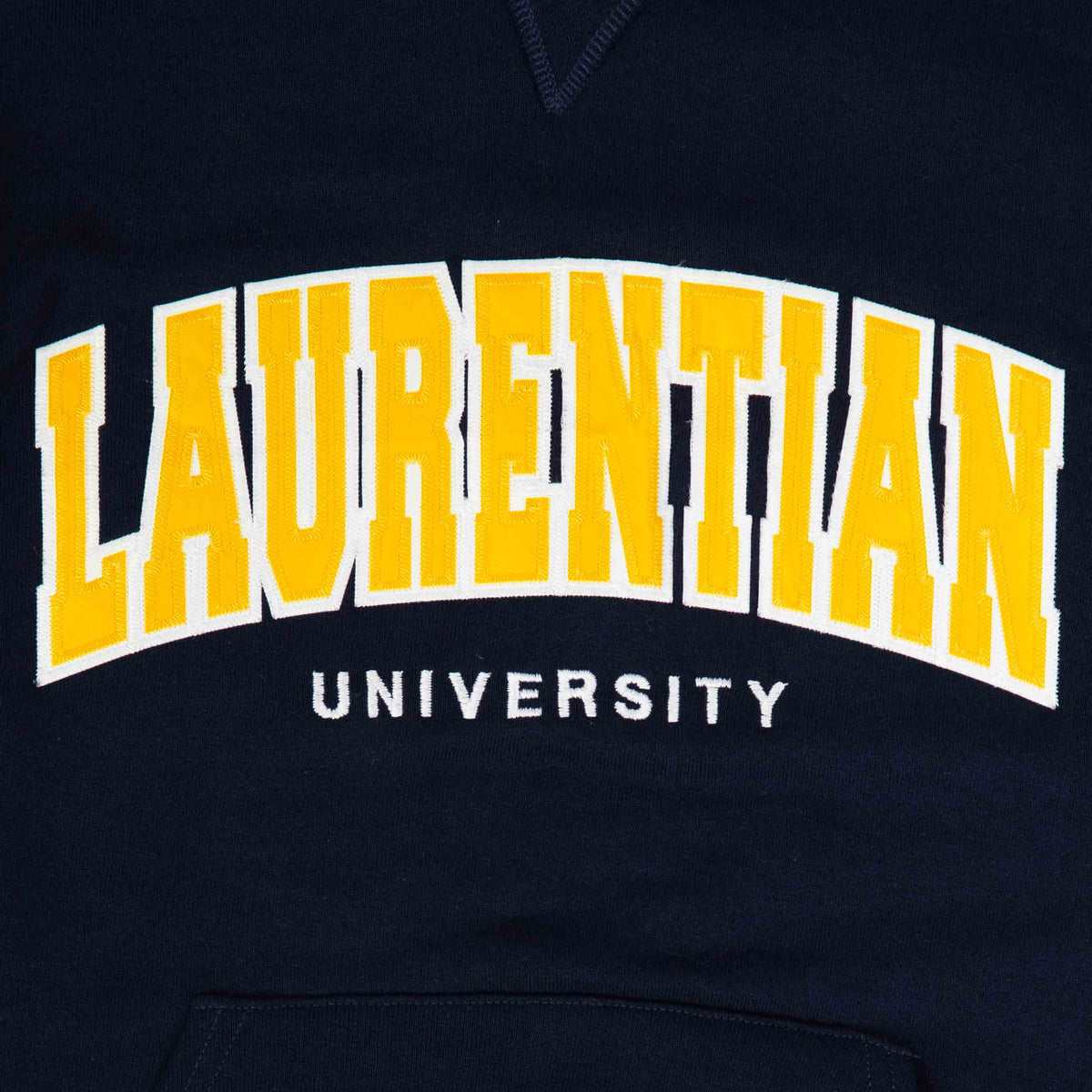 MEN'S VINTAGE RUSSELL ATHLETIC LAURENTIAN UNIVERSITY HOODED SWEATSHIRT - SMALL