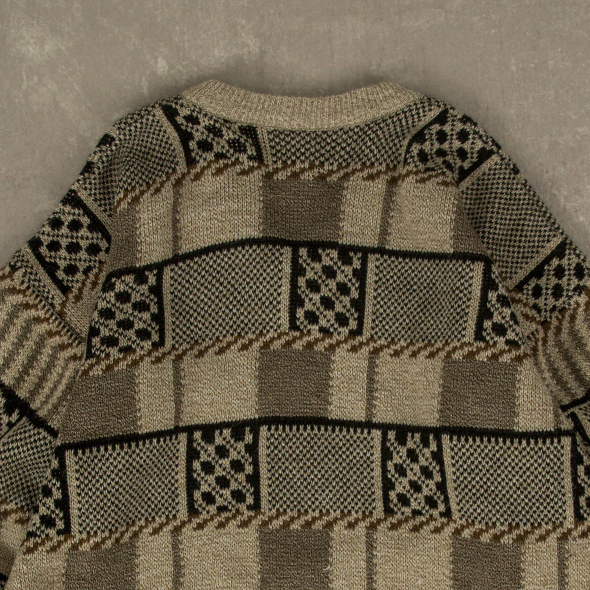 WOMEN'S VINTAGE STRUCTURED PATTERNED KNITTED JUMPER - LARGE