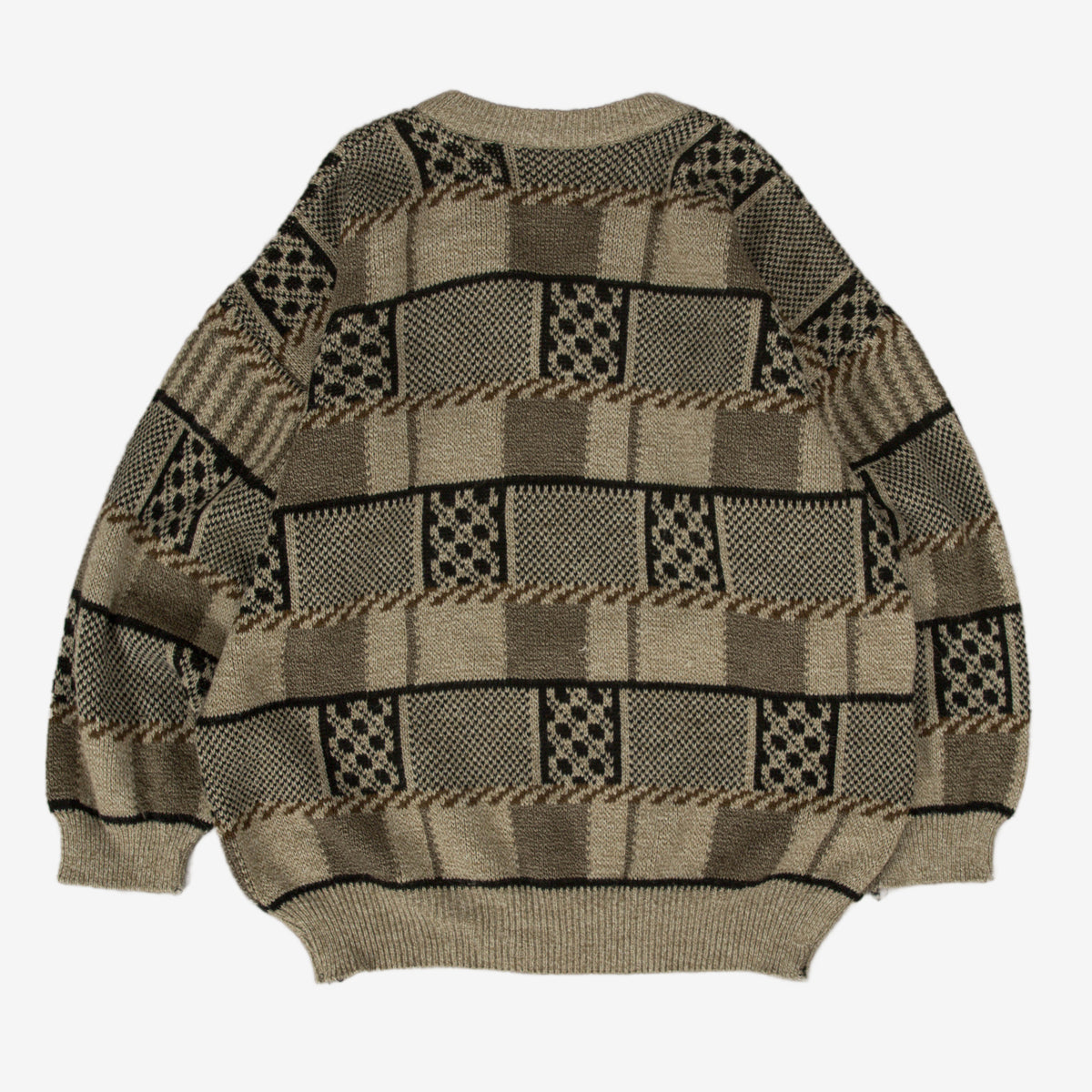 WOMEN'S VINTAGE STRUCTURED PATTERNED KNITTED JUMPER - LARGE