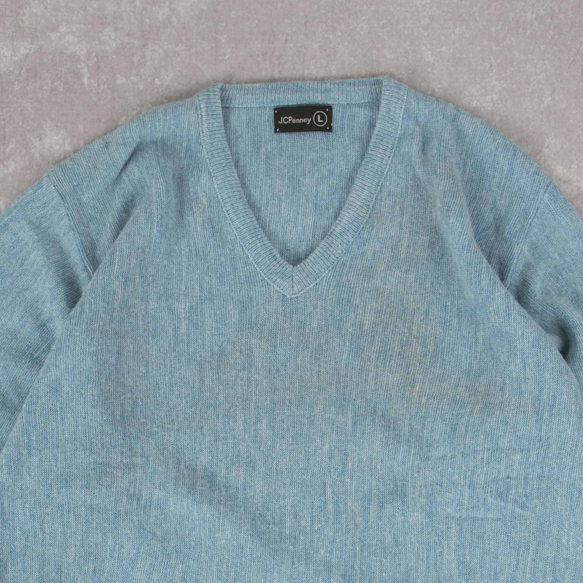 WOMEN'S VINTAGE 1970S JC PENNEY V-NECK KNITTED JUMPER - LARGE