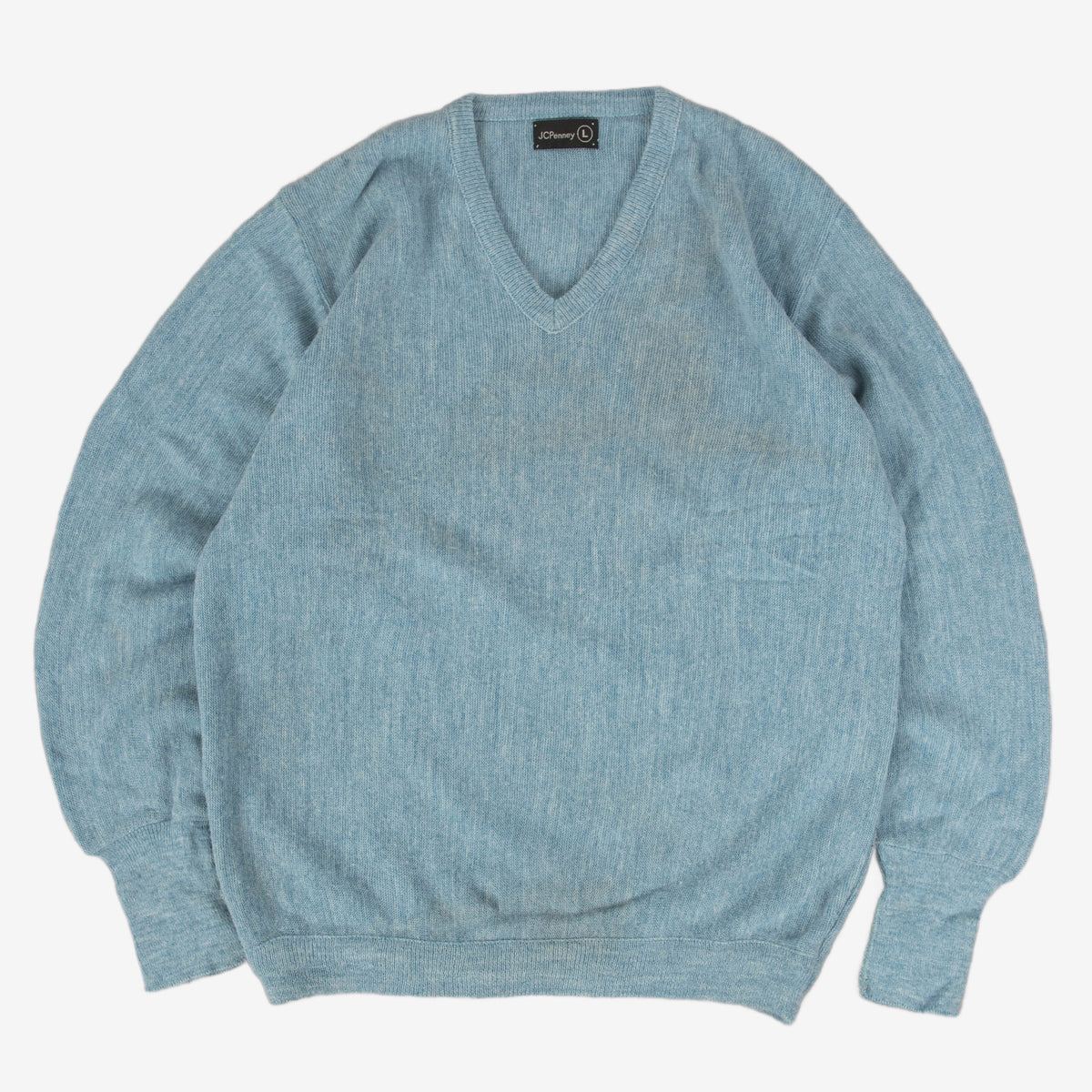 WOMEN'S VINTAGE 1970S JC PENNEY V-NECK KNITTED JUMPER - LARGE