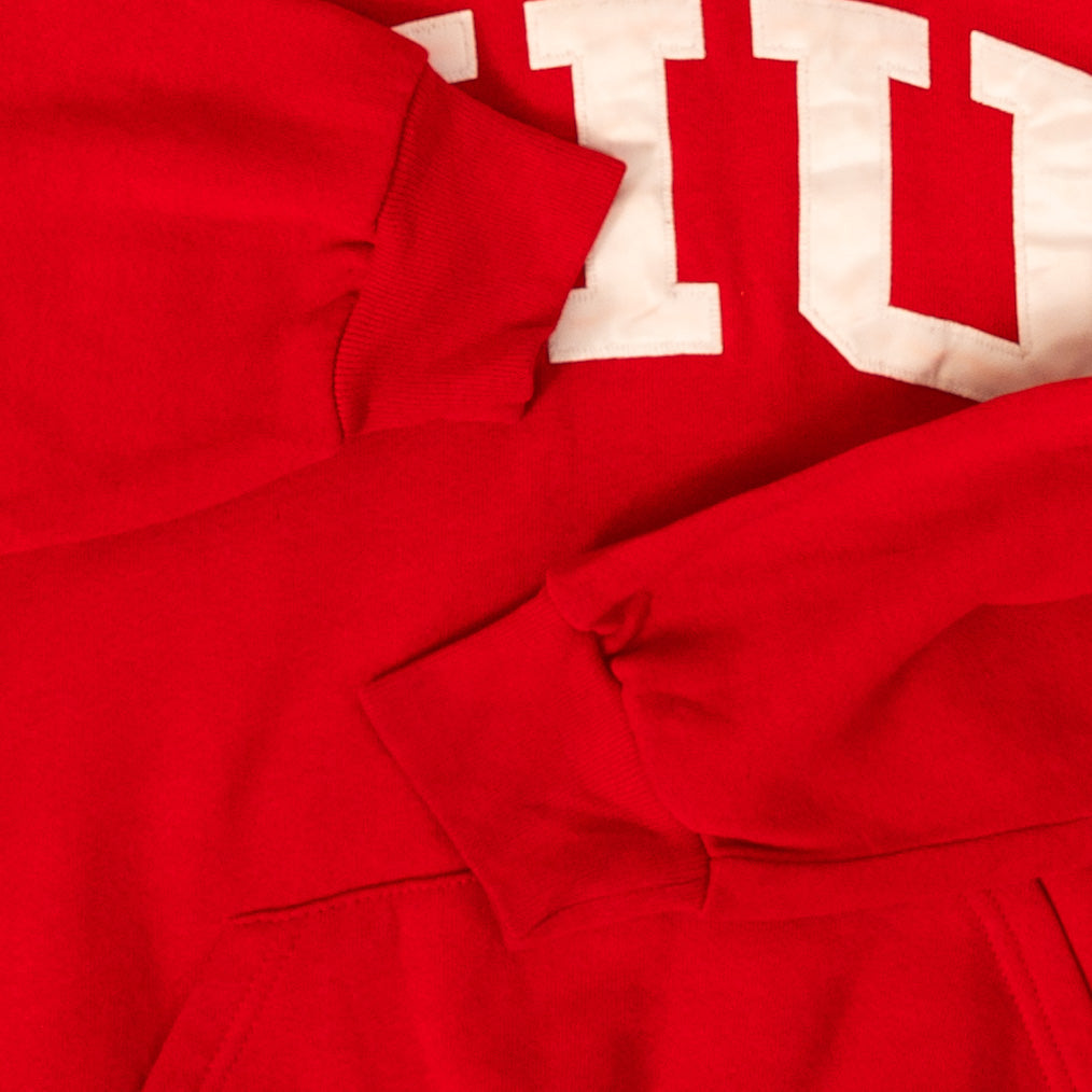 MEN'S VINTAGE RUSSELL ATHLETIC NYU HOODED SWEATSHIRT - LARGE