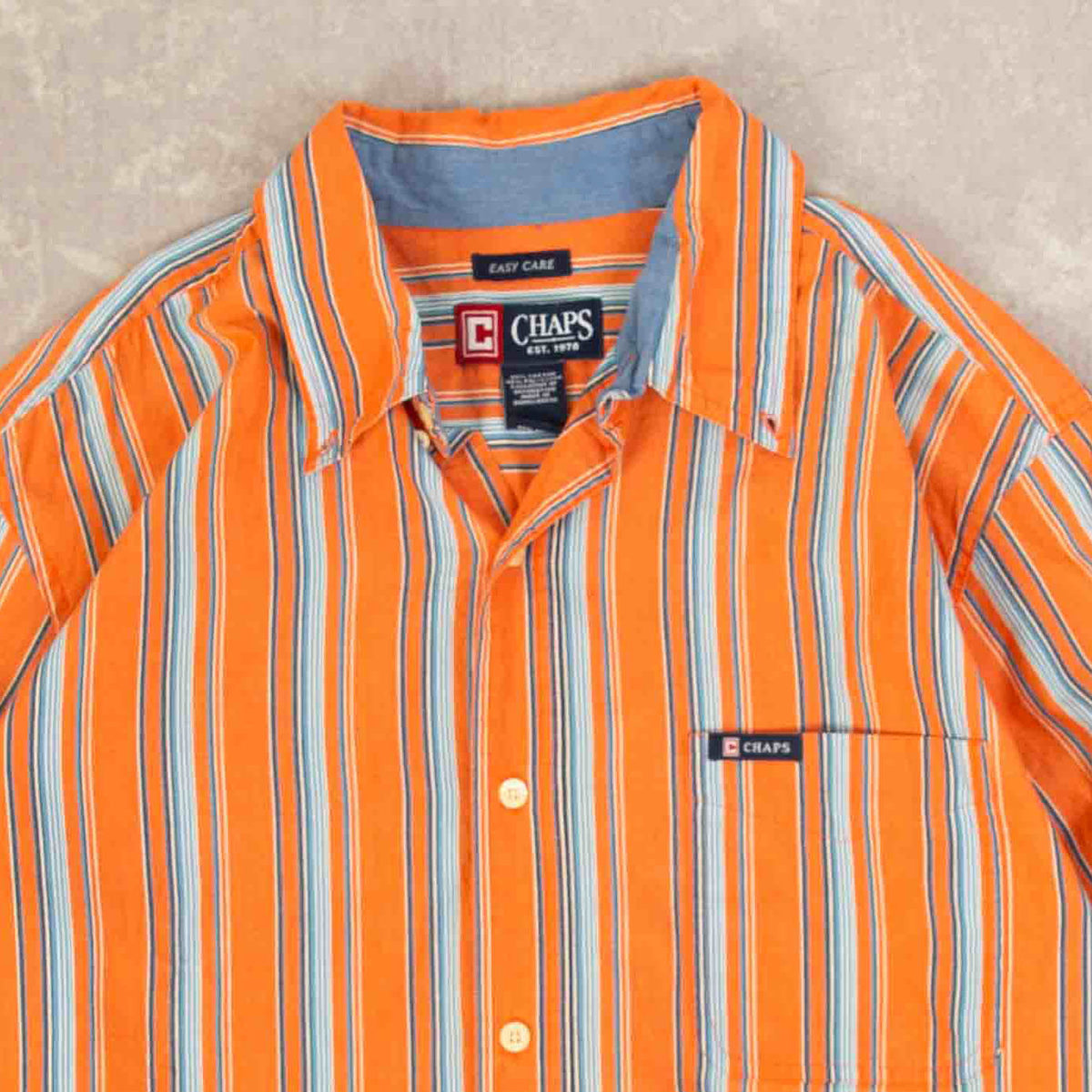 MEN'S VINTAGE CHAPS STRIPED COTTON SHIRT - LARGE