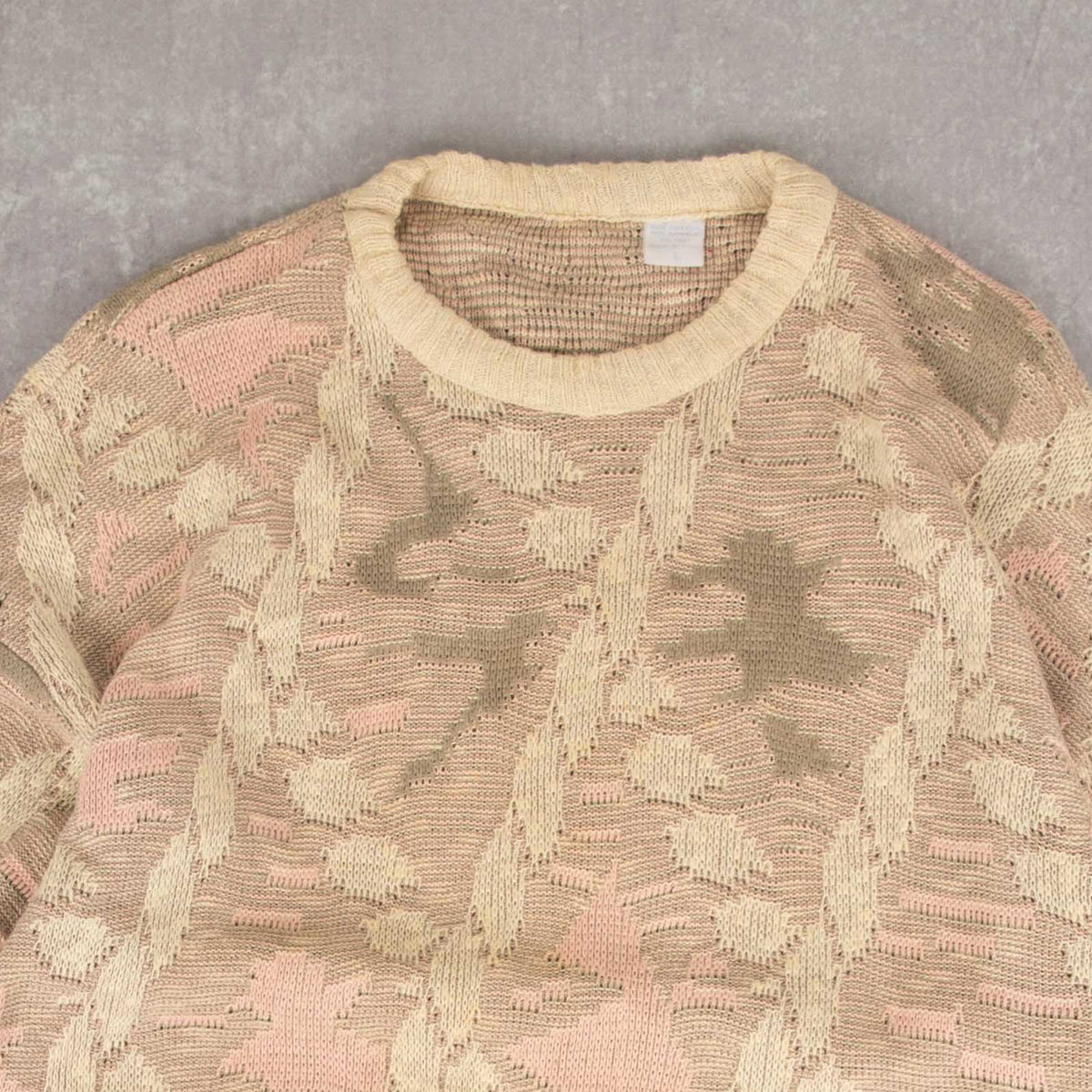 WOMEN'S VINTAGE 1980S STRUCTURED KNITTED JUMPER - LARGE