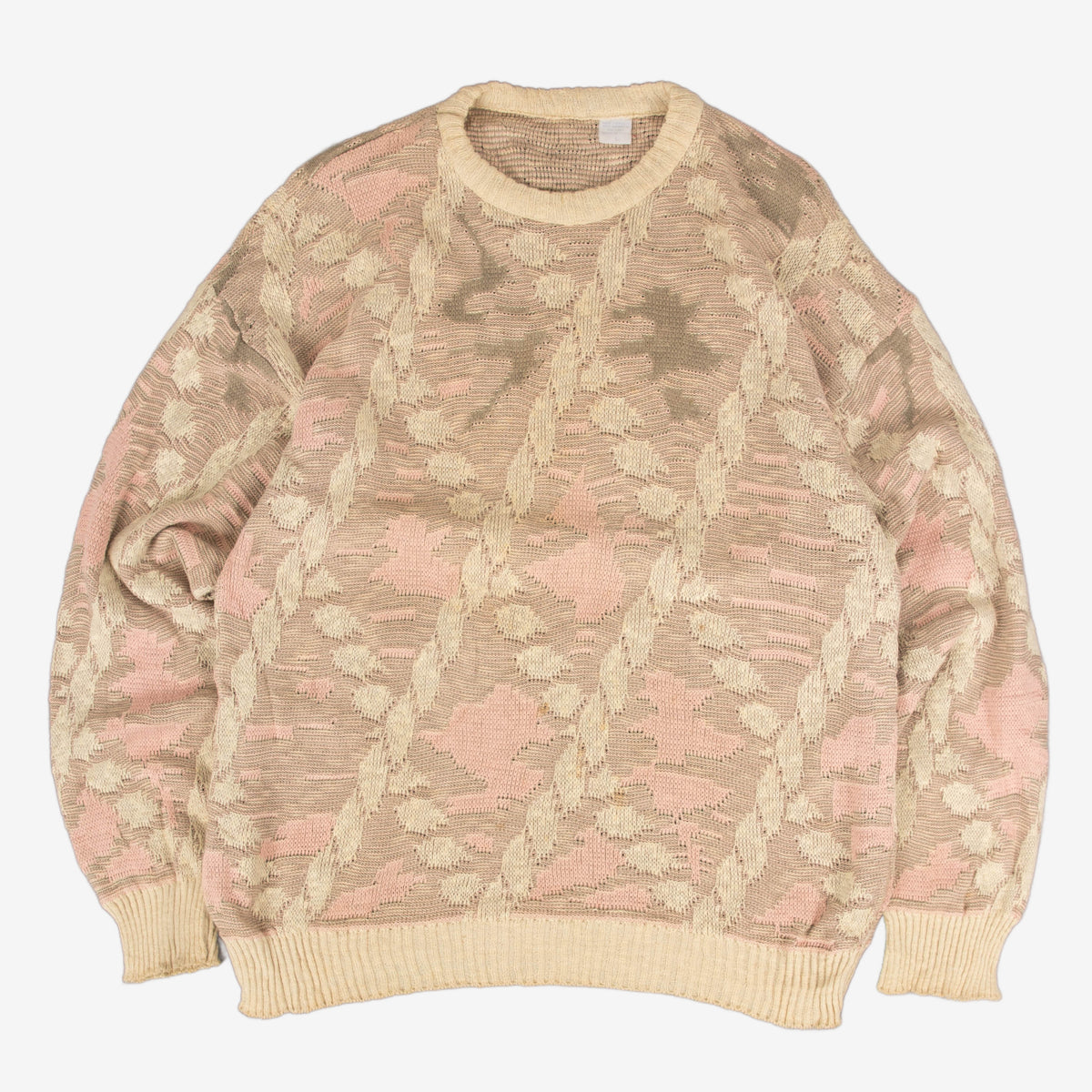 WOMEN'S VINTAGE 1980S STRUCTURED KNITTED JUMPER - LARGE