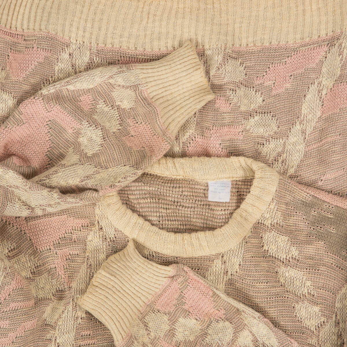 WOMEN'S VINTAGE 1980S STRUCTURED KNITTED JUMPER - LARGE